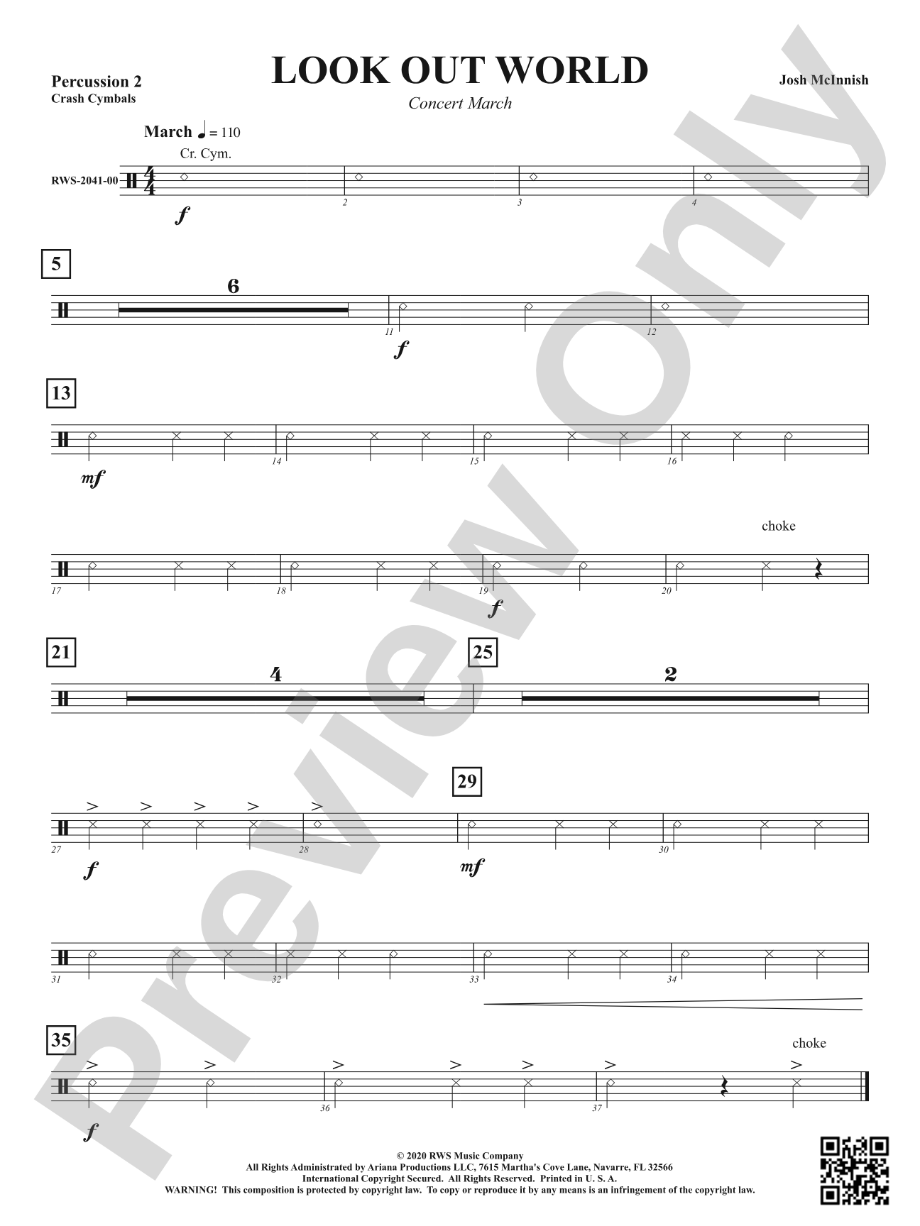 Look Out World - Concert March: 2nd Percussion