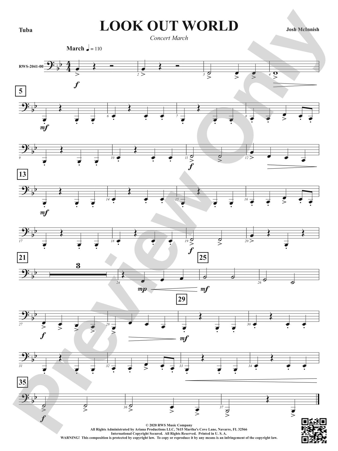 Look Out World - Concert March: Tuba