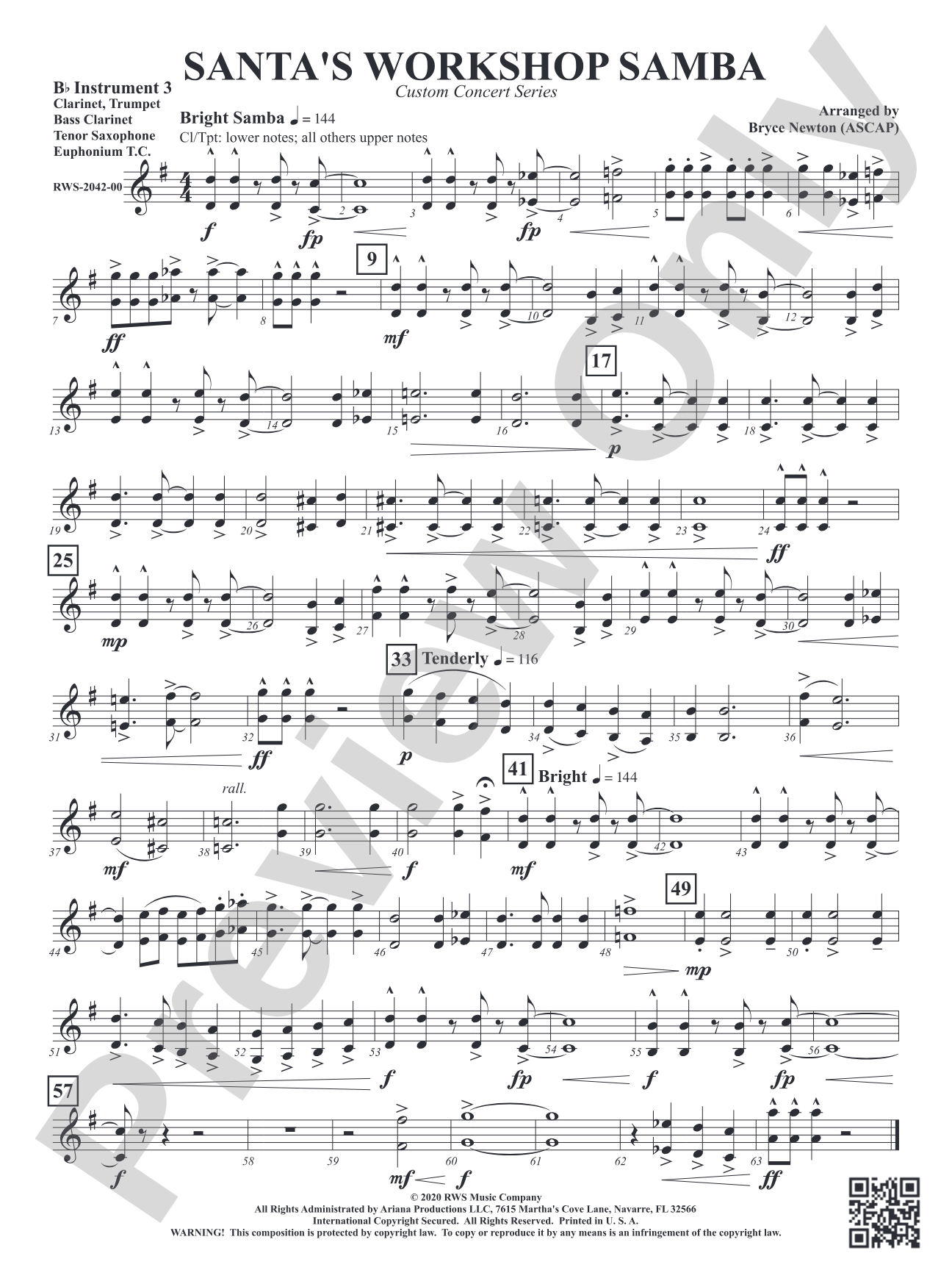 Santa's Workshop Samba: Part 3 - B-flat Instruments