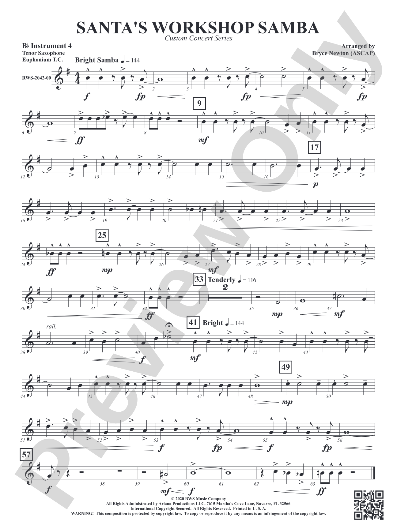 Santa's Workshop Samba: Part 4 - B-flat Instruments