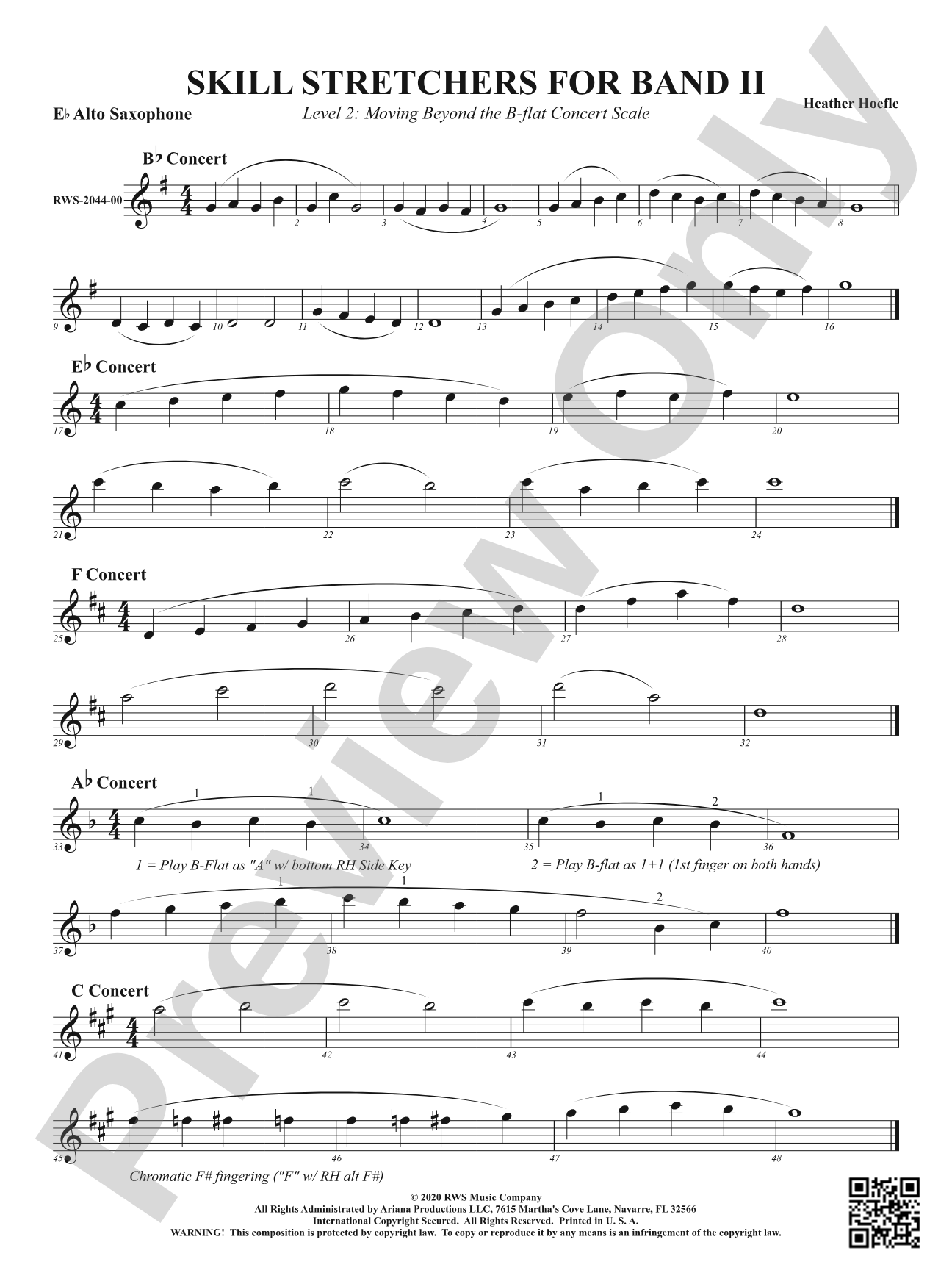 Skill Stretchers for Band II - Level 2: Moving Beyond the B-flat Concert Scale: 1st E-flat Alto Saxophone