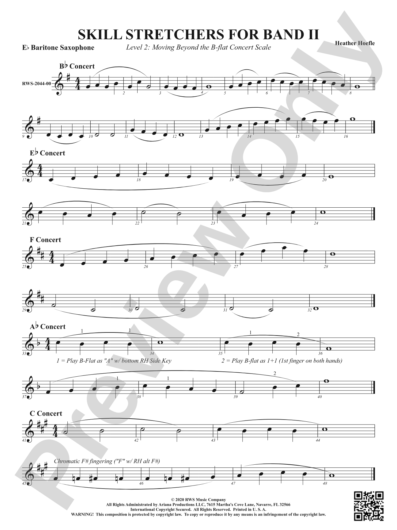 Skill Stretchers for Band II - Level 2: Moving Beyond the B-flat Concert Scale: E-flat Baritone Saxophone