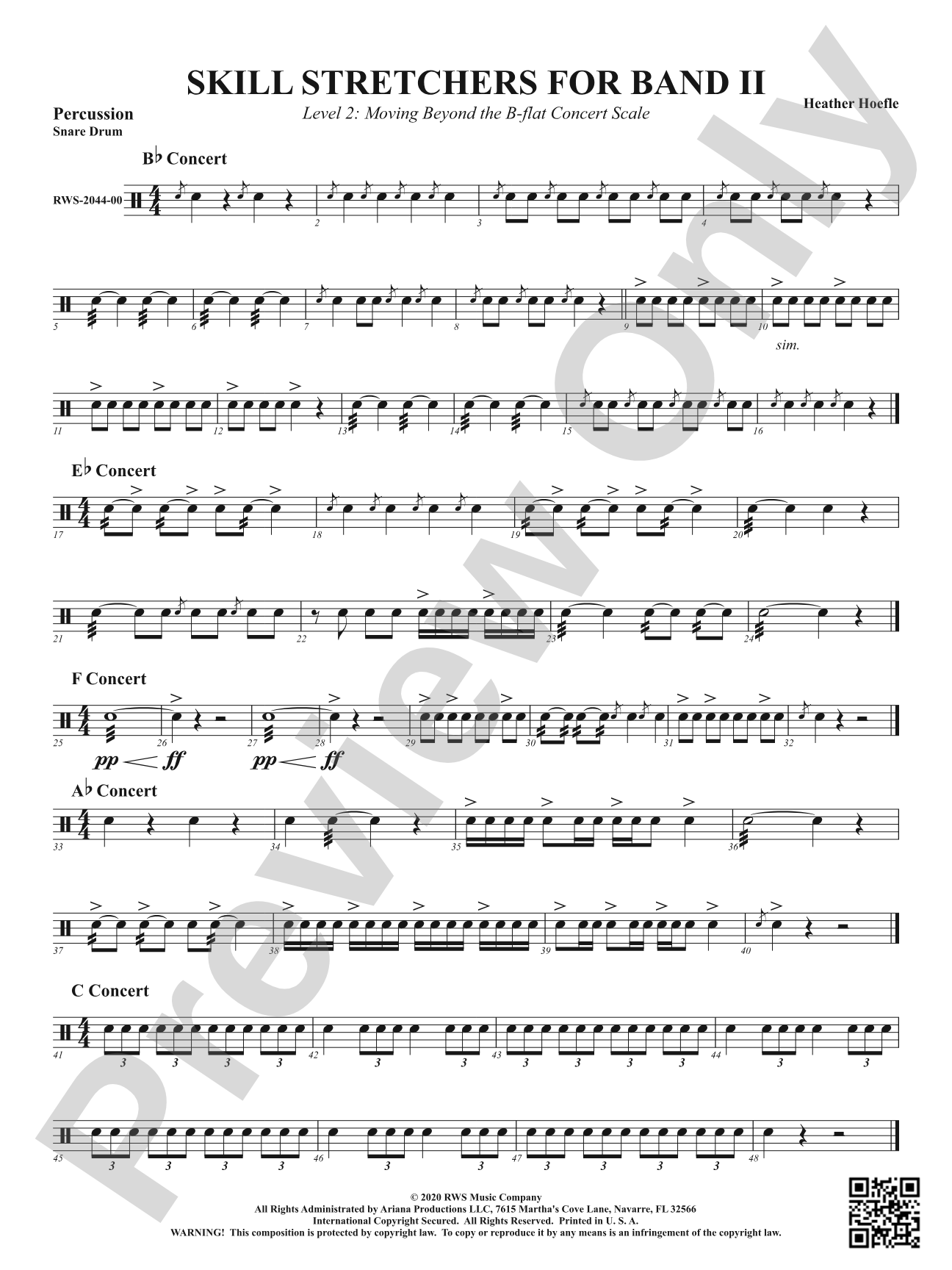 Skill Stretchers for Band II - Level 2: Moving Beyond the B-flat Concert Scale: 1st Percussion