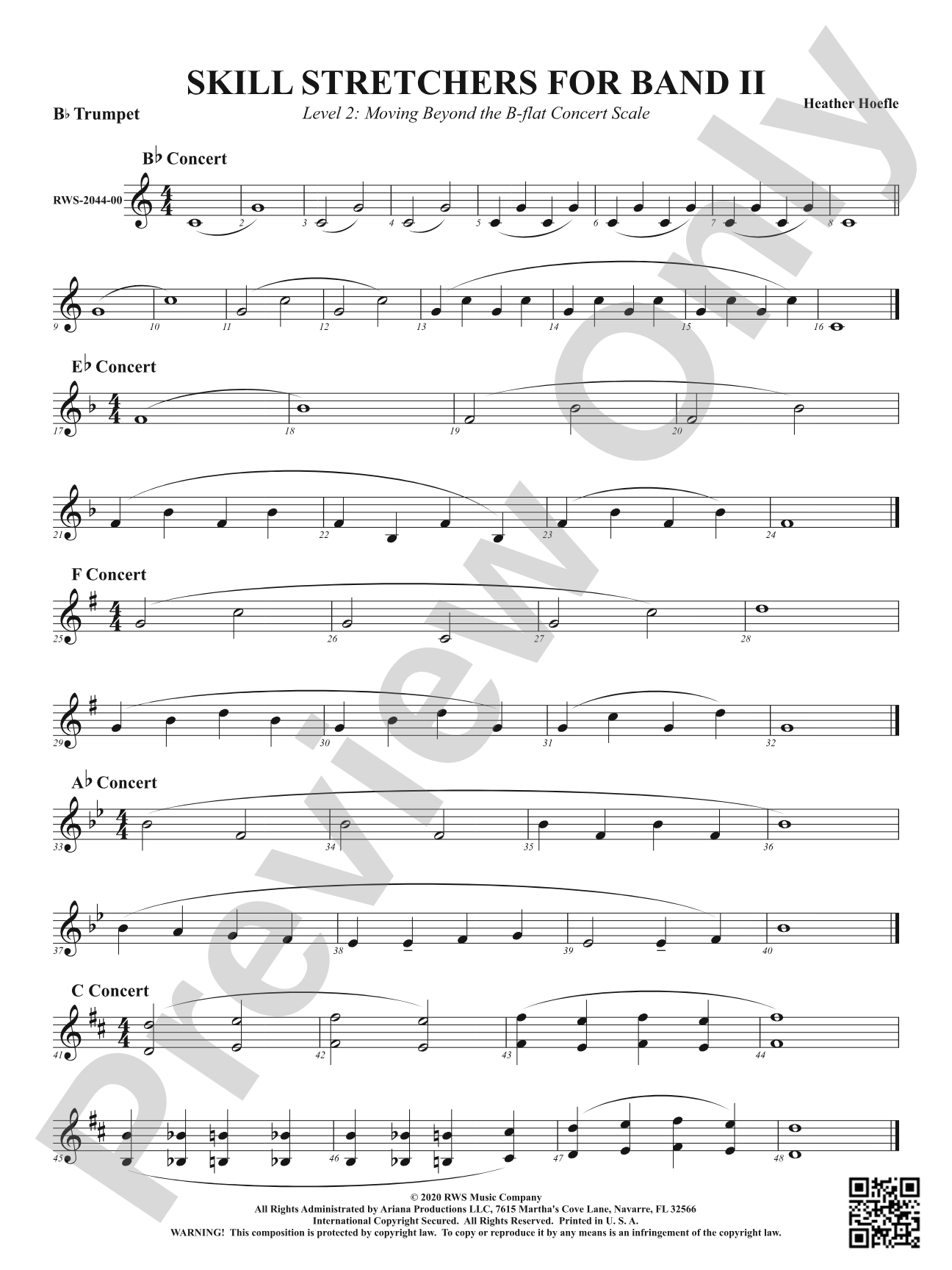Skill Stretchers for Band II - Level 2: Moving Beyond the B-flat Concert Scale: 1st B-flat Trumpet