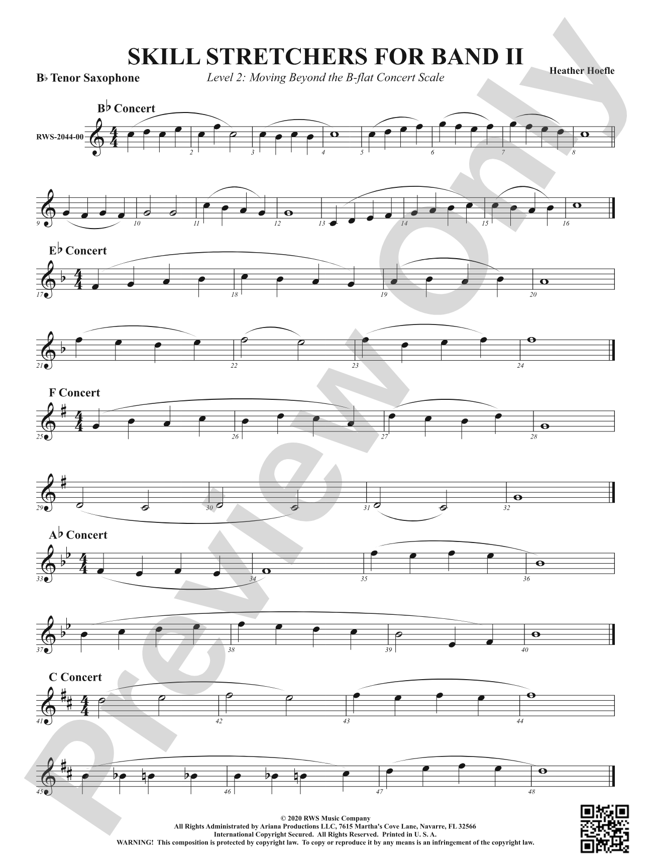 Skill Stretchers for Band II - Level 2: Moving Beyond the B-flat Concert Scale: B-flat Tenor Saxophone