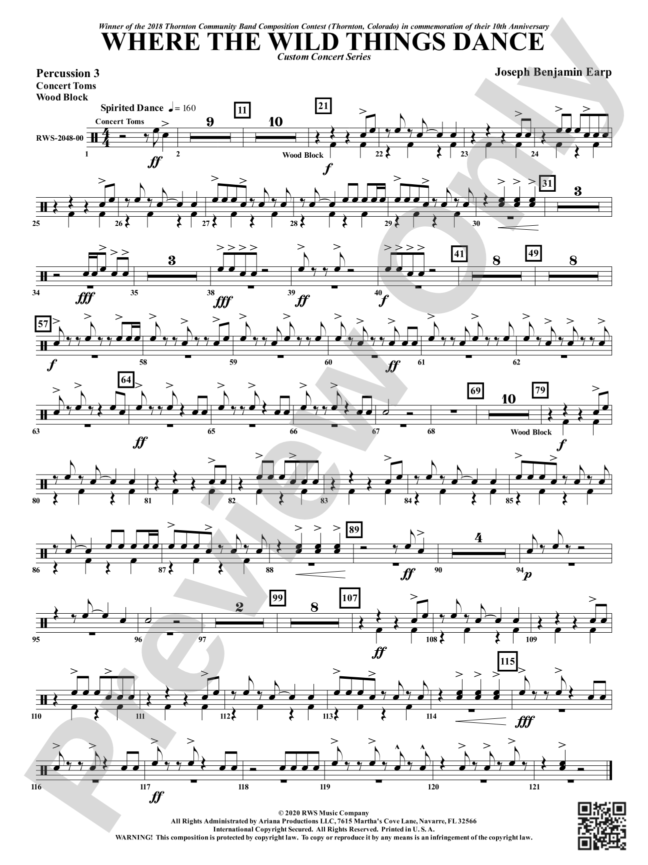 Where the Wild Things Dance: 3rd Percussion
