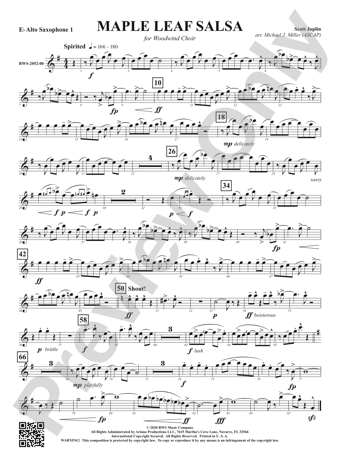 Maple Leaf Salsa - For Woodwind Choir: 1st E-flat Alto Saxophone