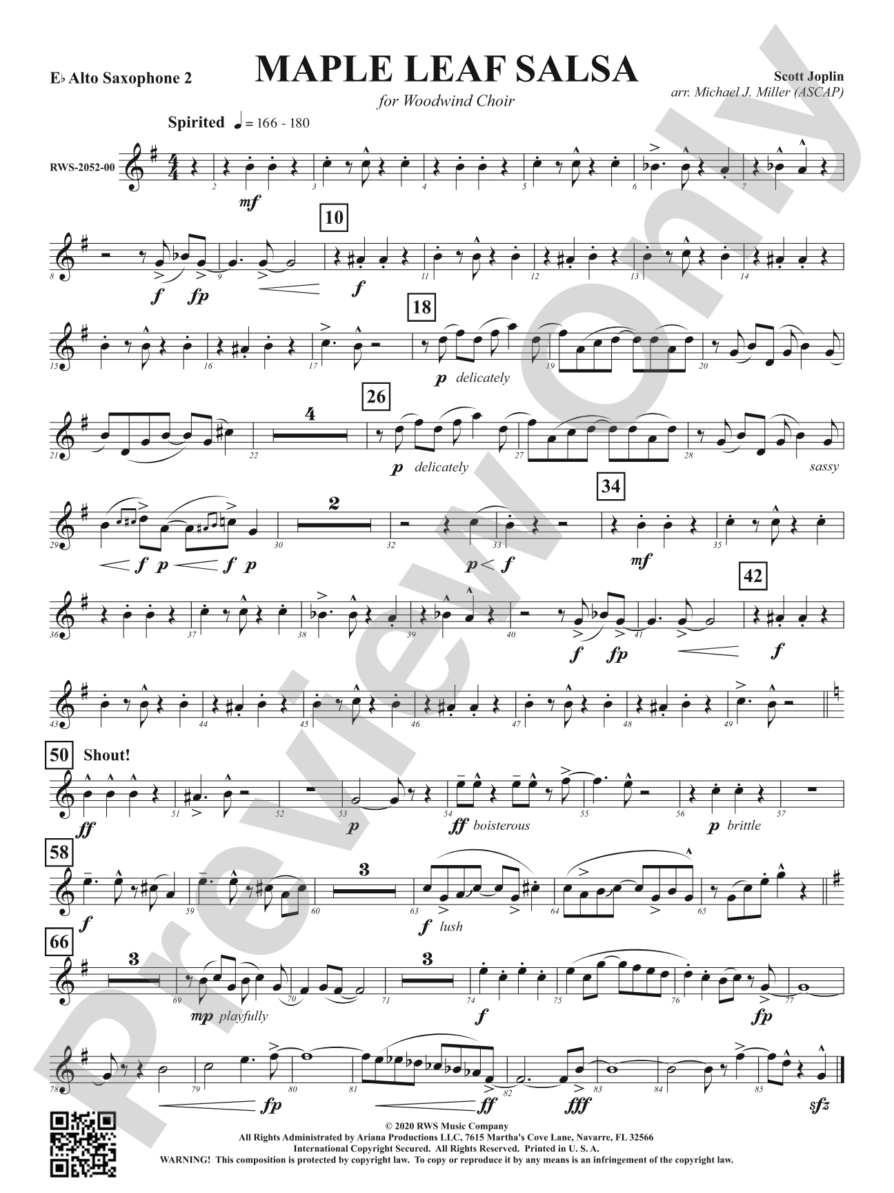 Maple Leaf Salsa - For Woodwind Choir: 2nd E-flat Alto Saxophone