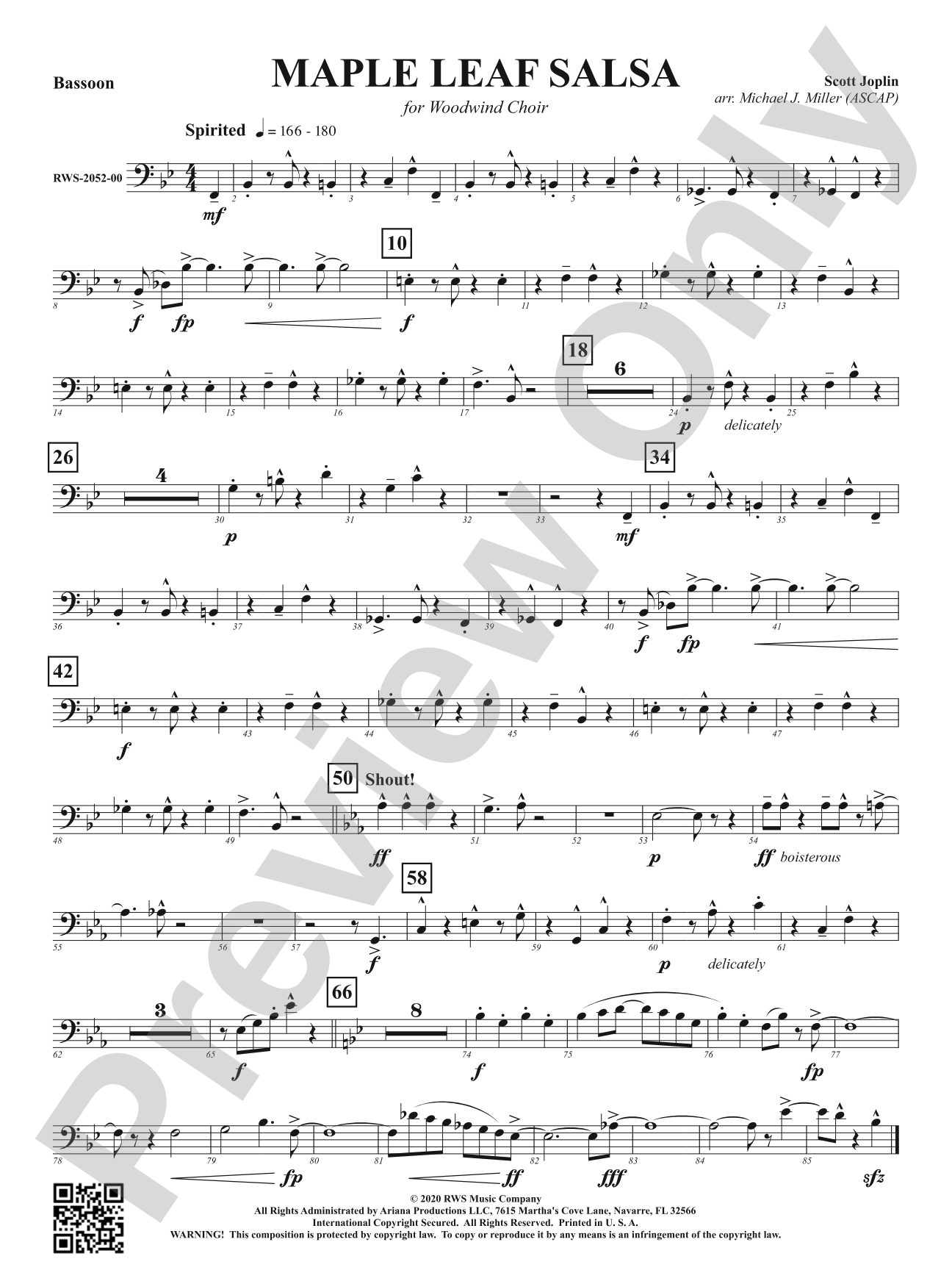 Maple Leaf Salsa - For Woodwind Choir: Bassoon