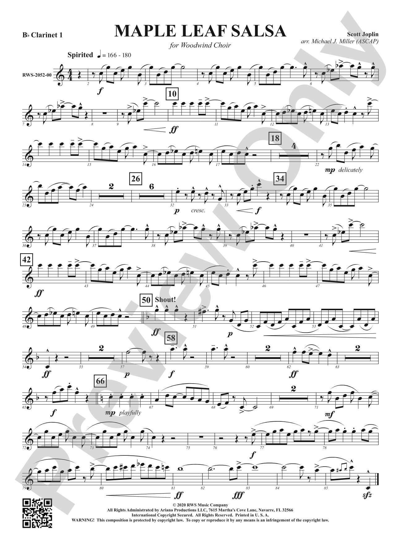 Maple Leaf Salsa - For Woodwind Choir: 1st B-flat Clarinet