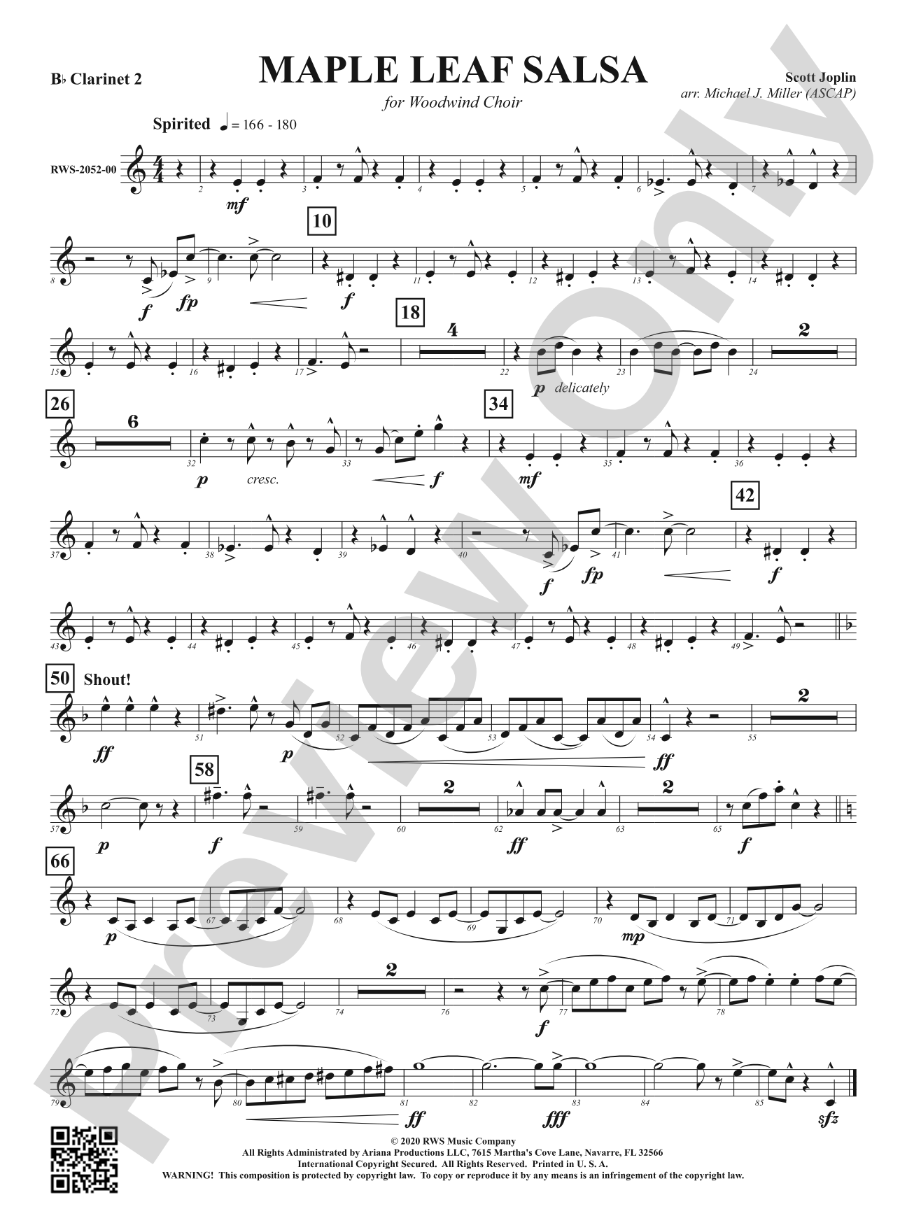 Maple Leaf Salsa - For Woodwind Choir: 2nd B-flat Clarinet