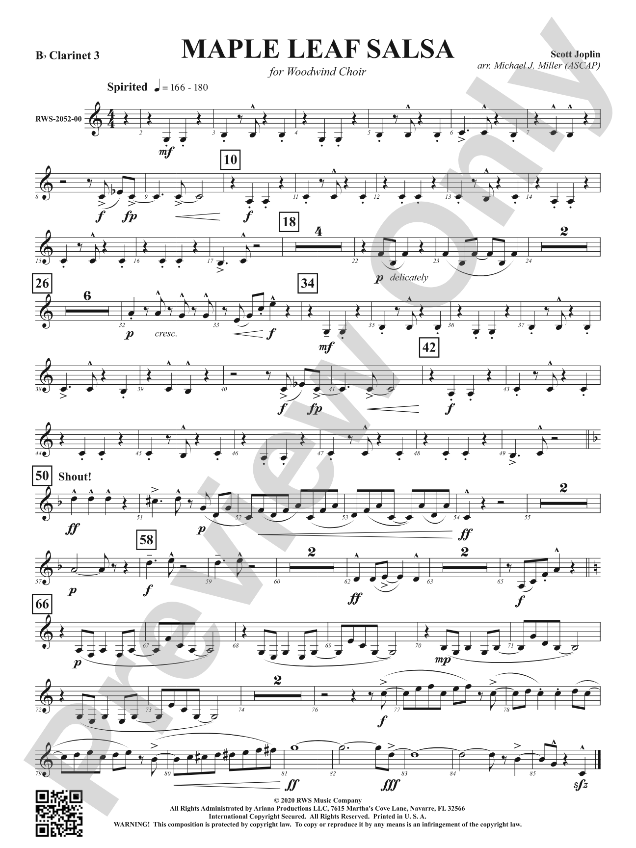 Maple Leaf Salsa - For Woodwind Choir: 3rd B-flat Clarinet