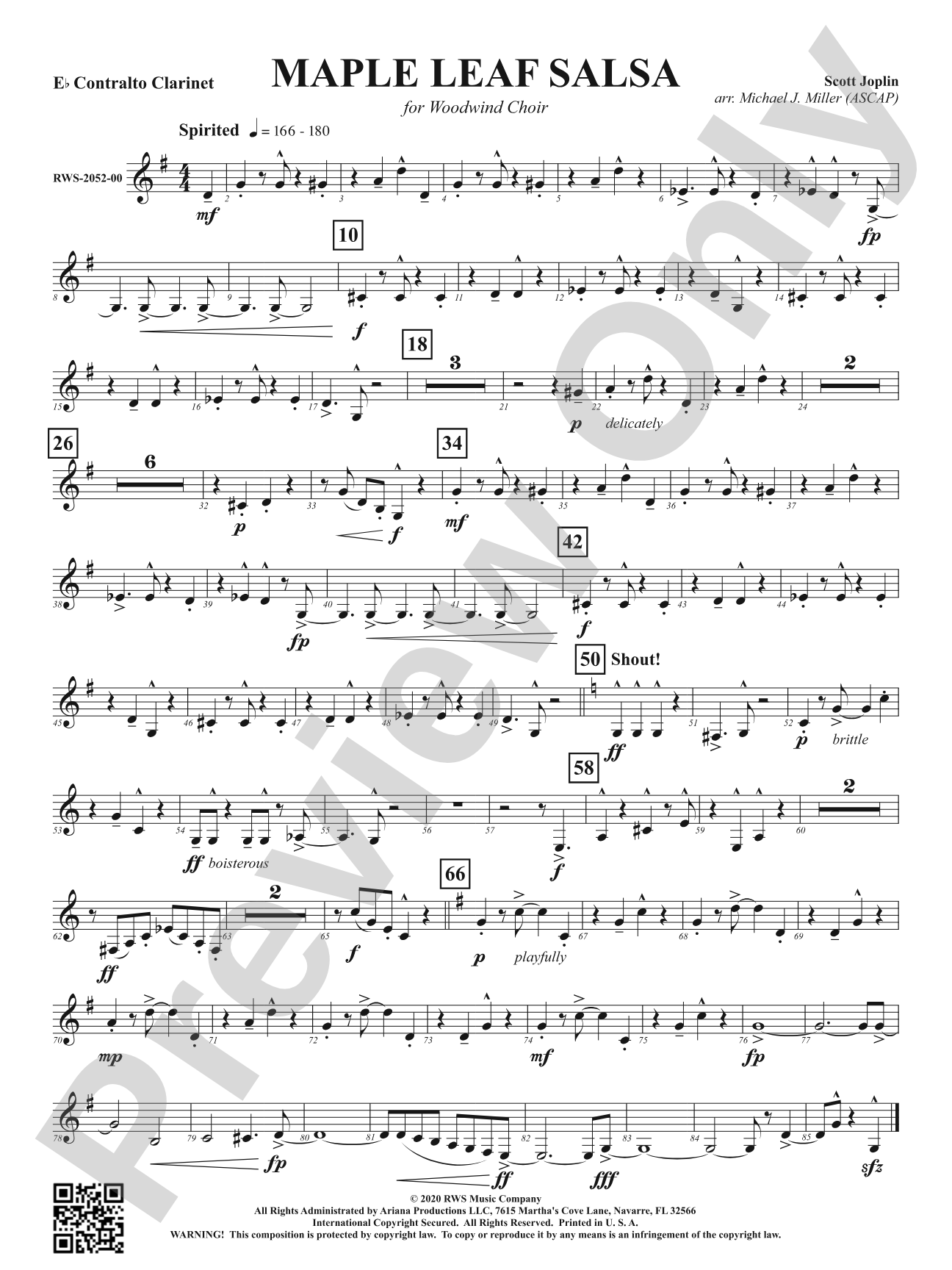 Maple Leaf Salsa - For Woodwind Choir: E-flat Contra-Alto Clarinet