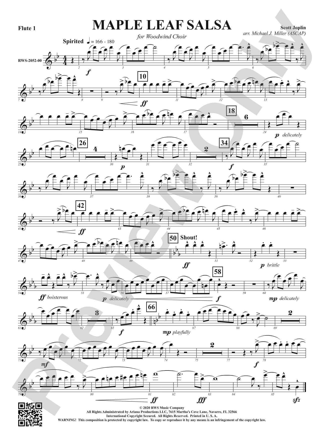 Maple Leaf Salsa - For Woodwind Choir: 1st Flute