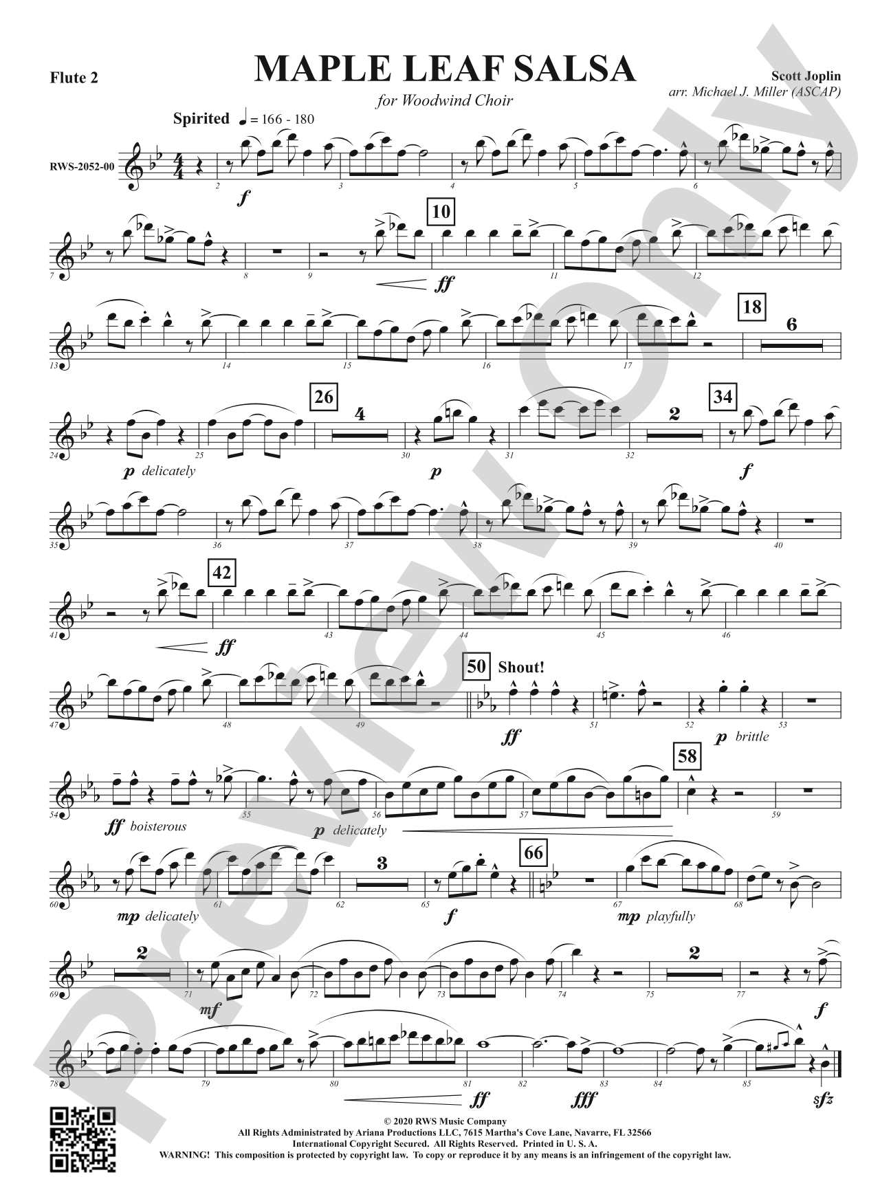 Maple Leaf Salsa - For Woodwind Choir: 2nd Flute