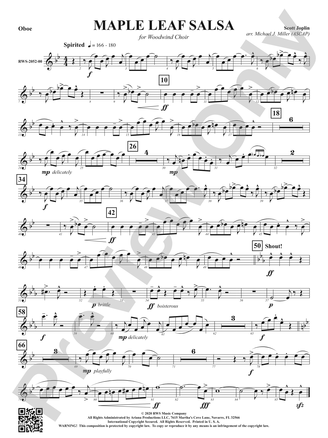 Maple Leaf Salsa - For Woodwind Choir: Oboe