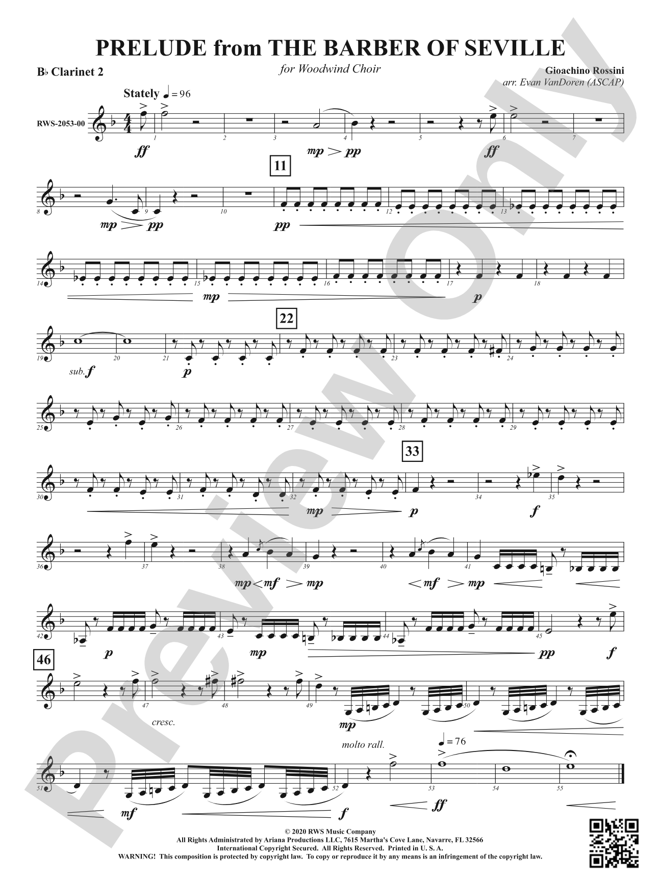 Prelude from <i>The Barber of Seville</i> - For Woodwind Choir: 2nd B-flat Clarinet