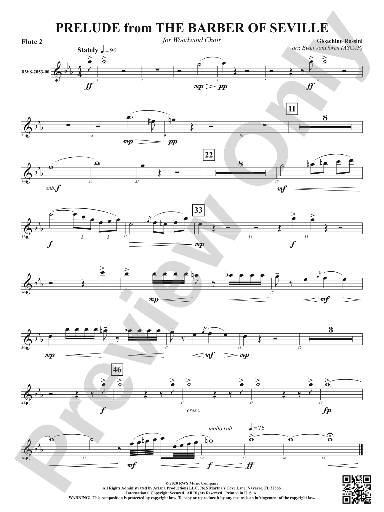 Prelude from <i>The Barber of Seville</i> - For Woodwind Choir: 2nd Flute