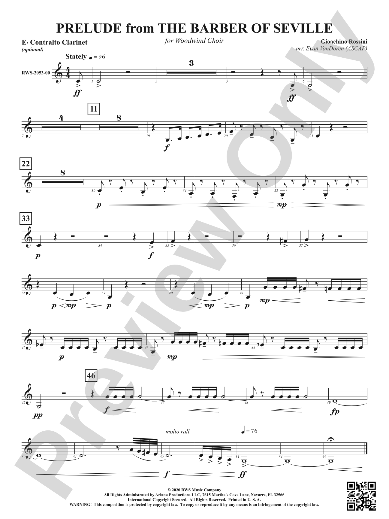 Prelude from <i>The Barber of Seville</i> - For Woodwind Choir: Optional E-flat Contra-Alto Clarinet