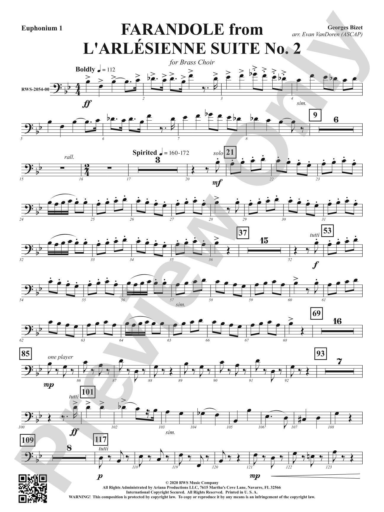 Farandole from <i>L'Arlésienne Suite No. 2</i> - For Brass Choir: Baritone B.C.