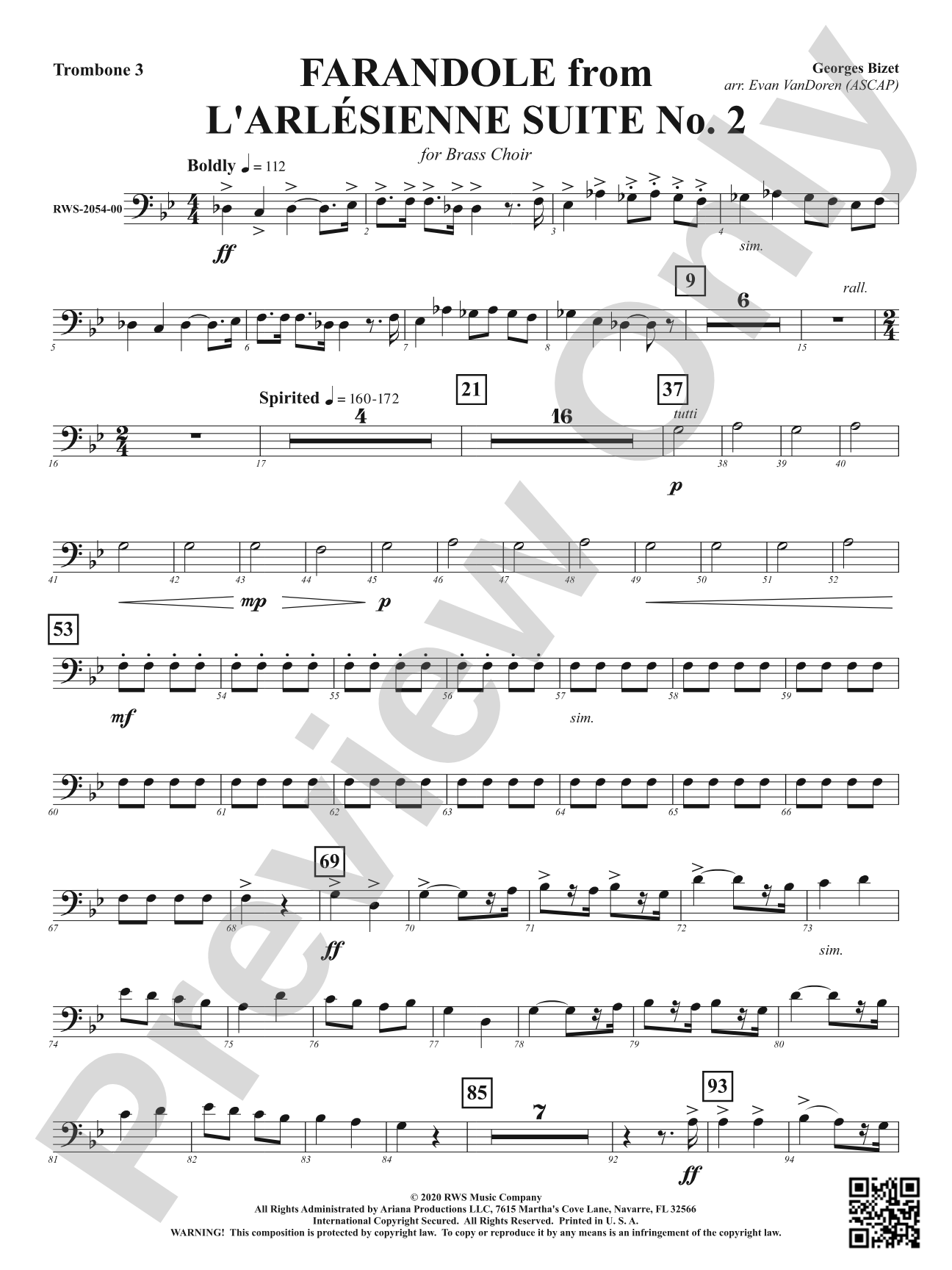 Farandole from <i>L'Arlésienne Suite No. 2</i> - For Brass Choir: 3rd Trombone