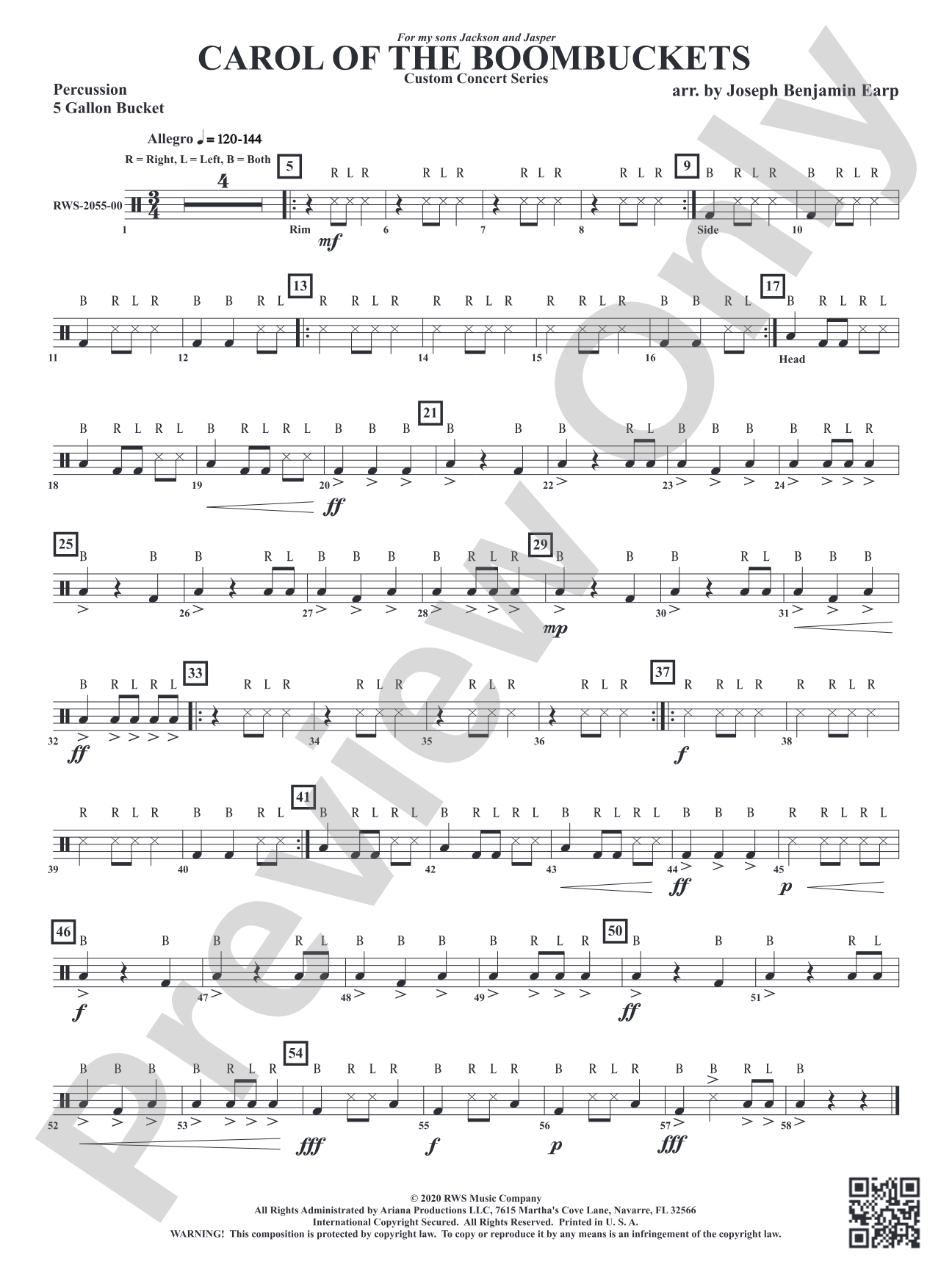 Carol of the Boombuckets: 1st Percussion