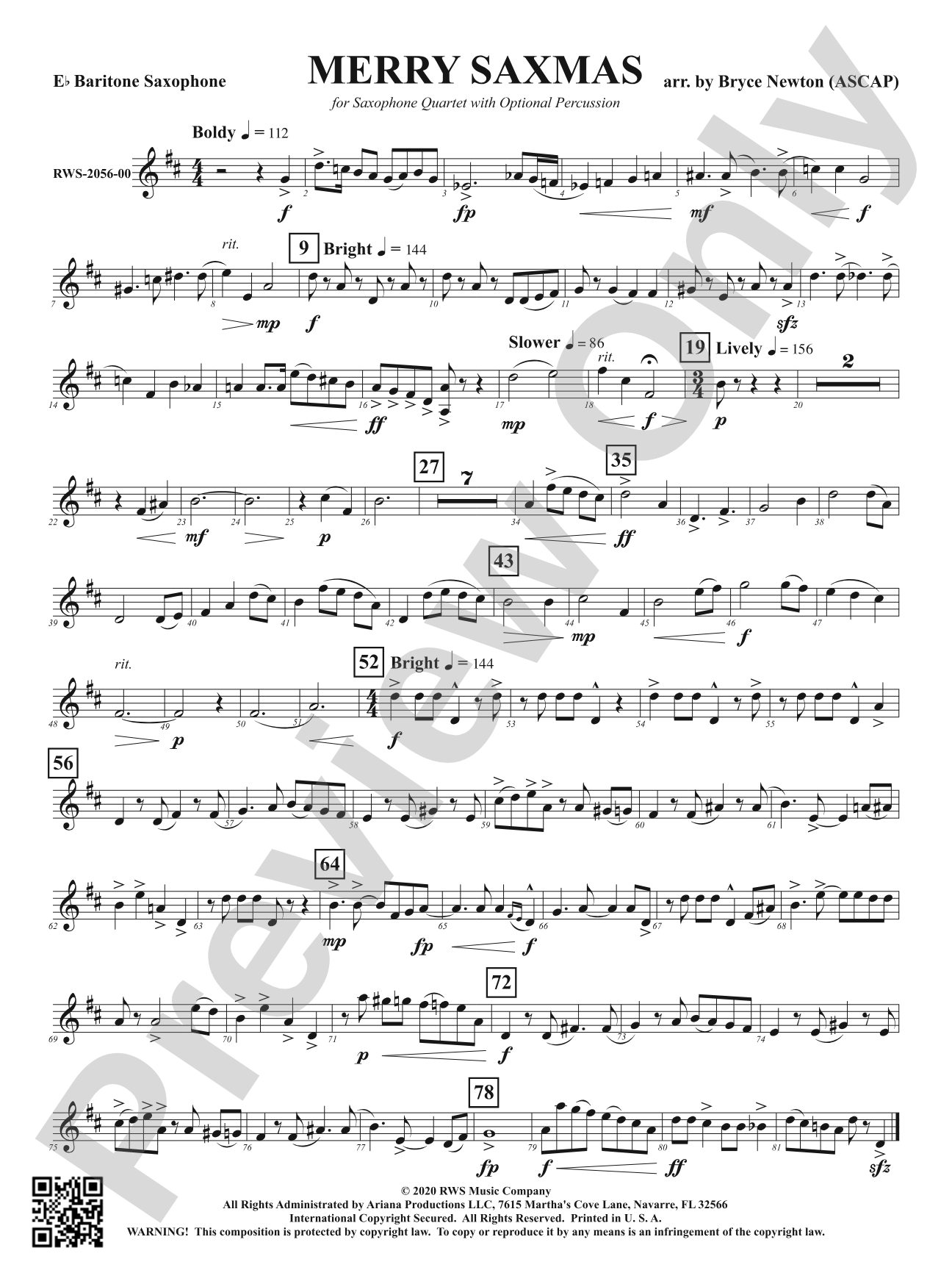 Merry Saxmas: E-flat Baritone Saxophone