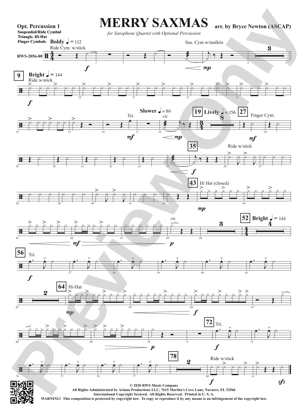 Merry Saxmas: Optional Percussion 1