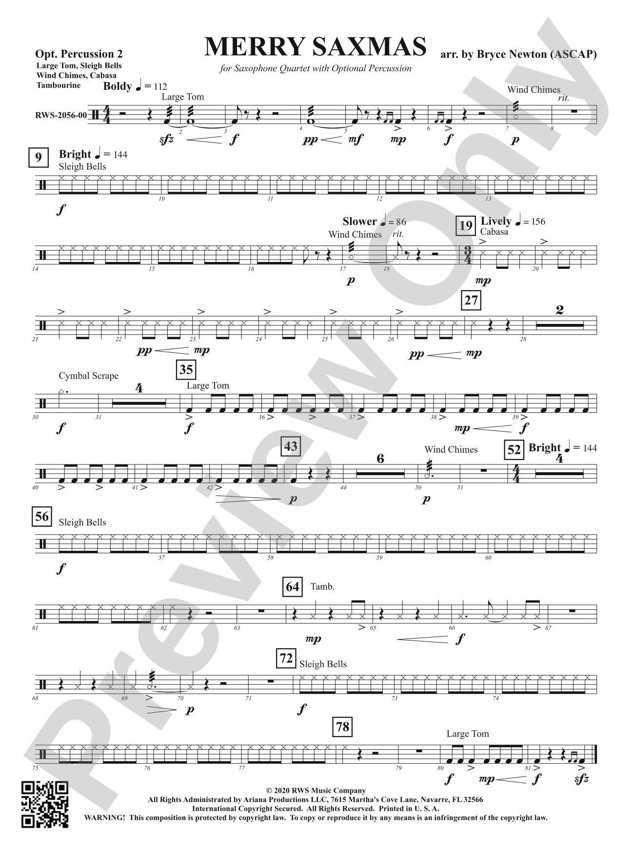 Merry Saxmas: Optional Percussion 2