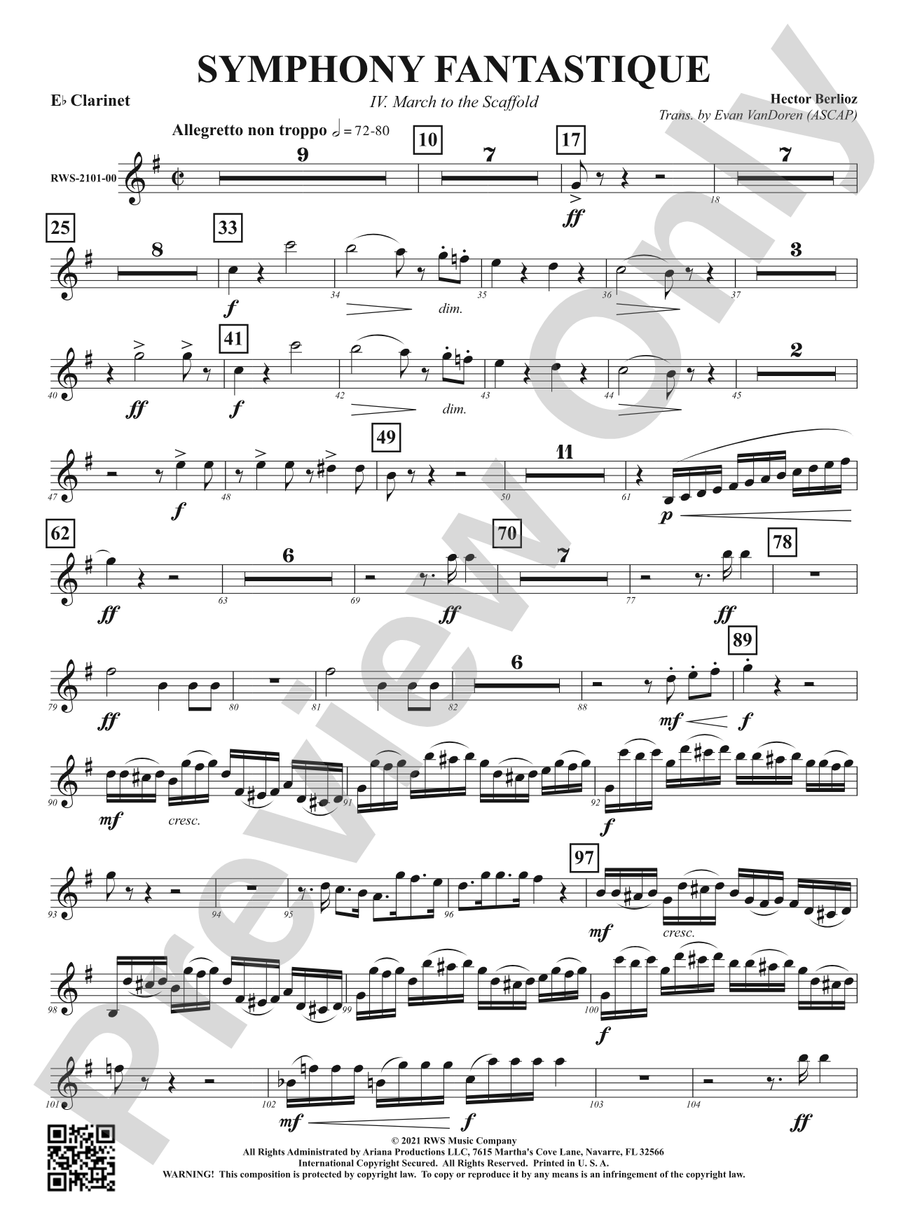 Symphony Fantastique - IV. March to the Scaffold: E-flat Alto Clarinet