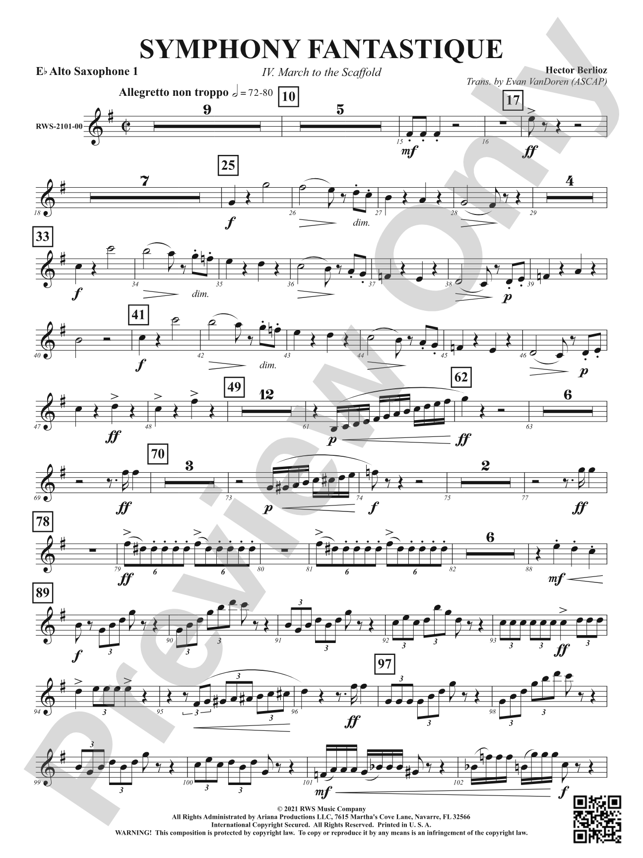 Symphony Fantastique - IV. March to the Scaffold: 1st E-flat Alto Saxophone