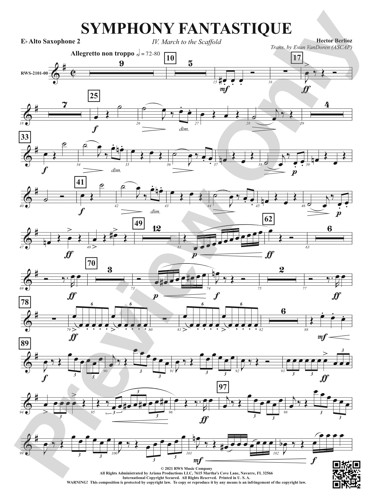 Symphony Fantastique - IV. March to the Scaffold: 2nd E-flat Alto Saxophone