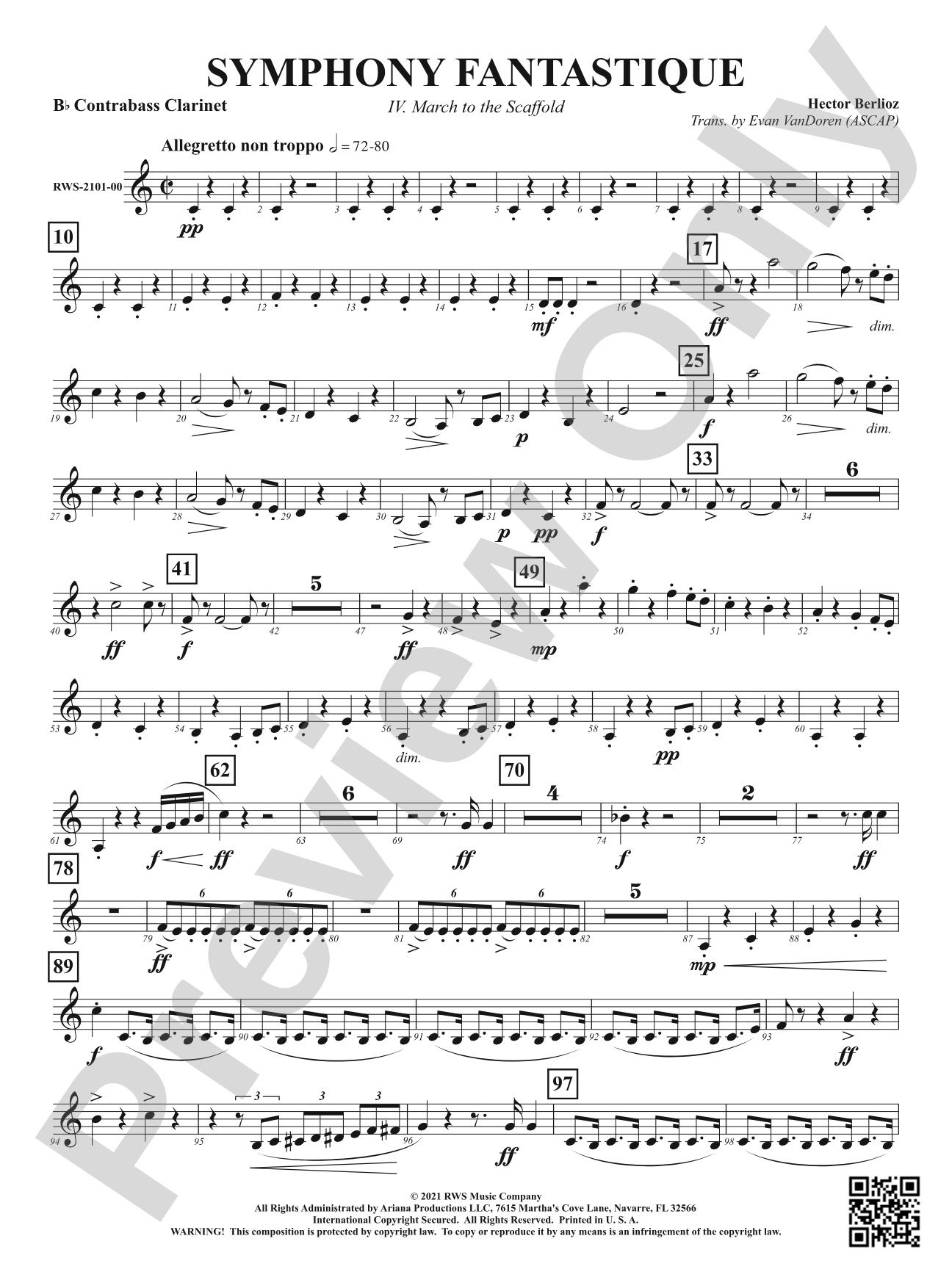 Symphony Fantastique - IV. March to the Scaffold: B-flat Contrabass Clarinet