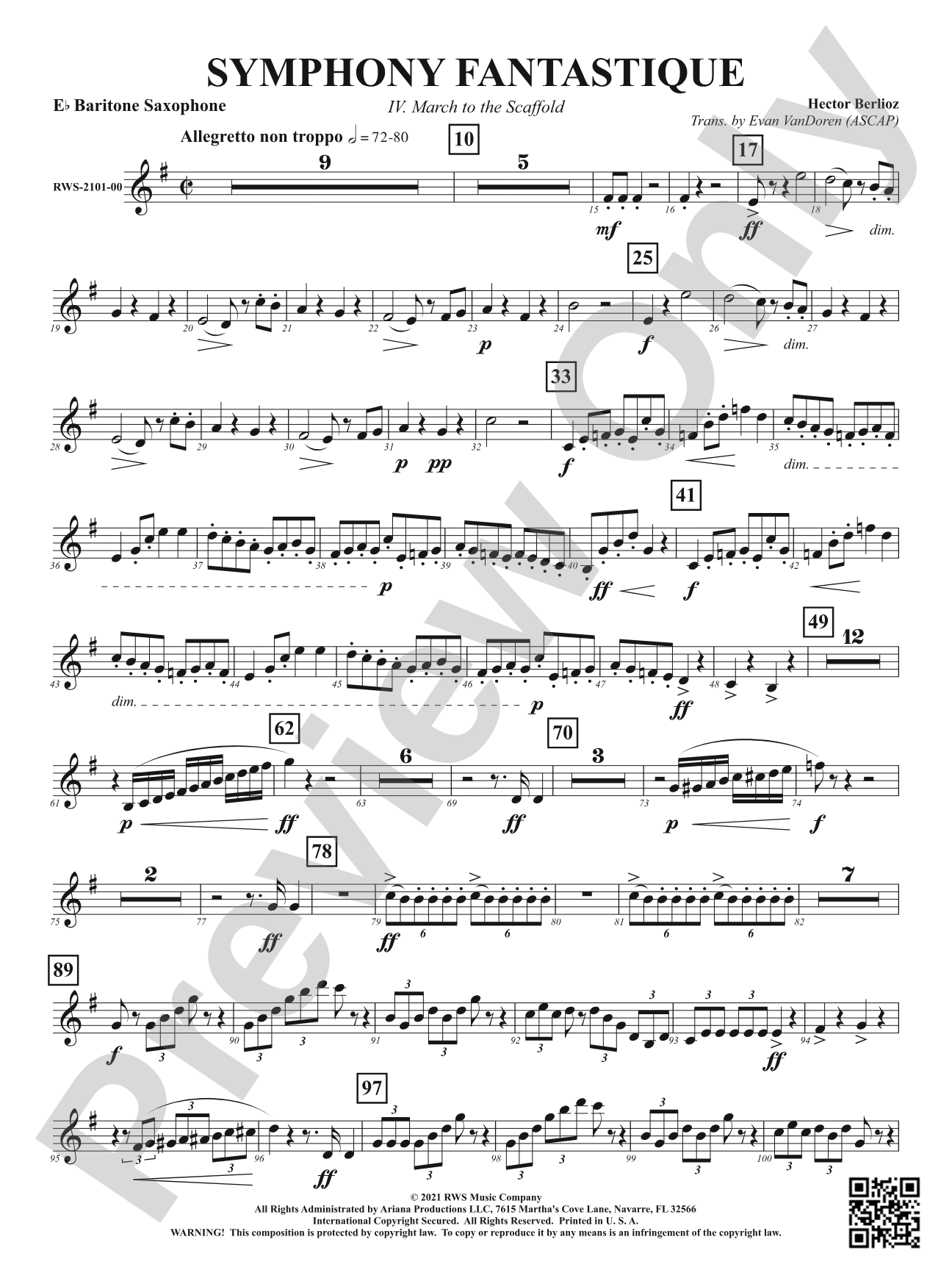 Symphony Fantastique - IV. March to the Scaffold: E-flat Baritone Saxophone