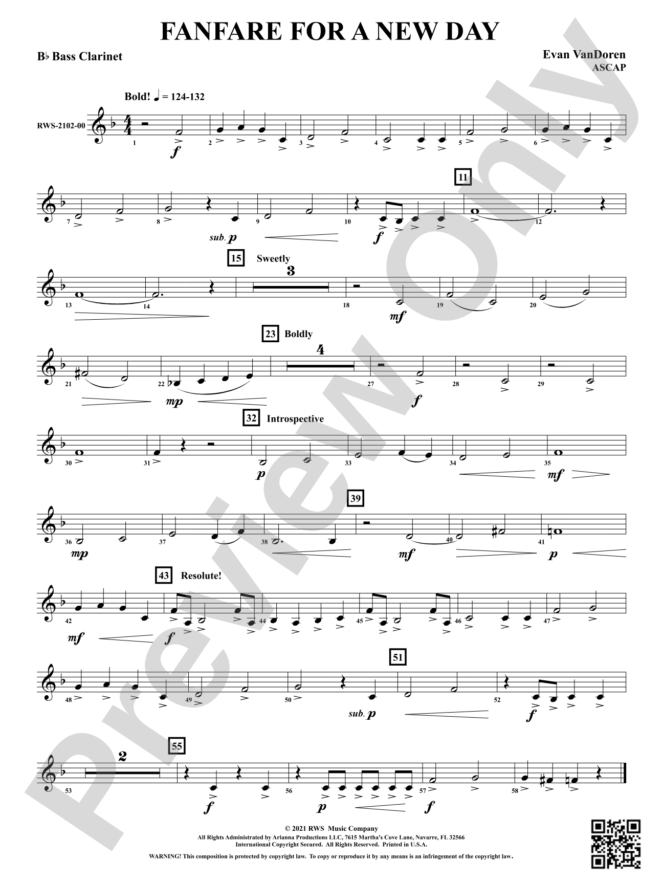 Fanfare for a New Day: B-flat Bass Clarinet