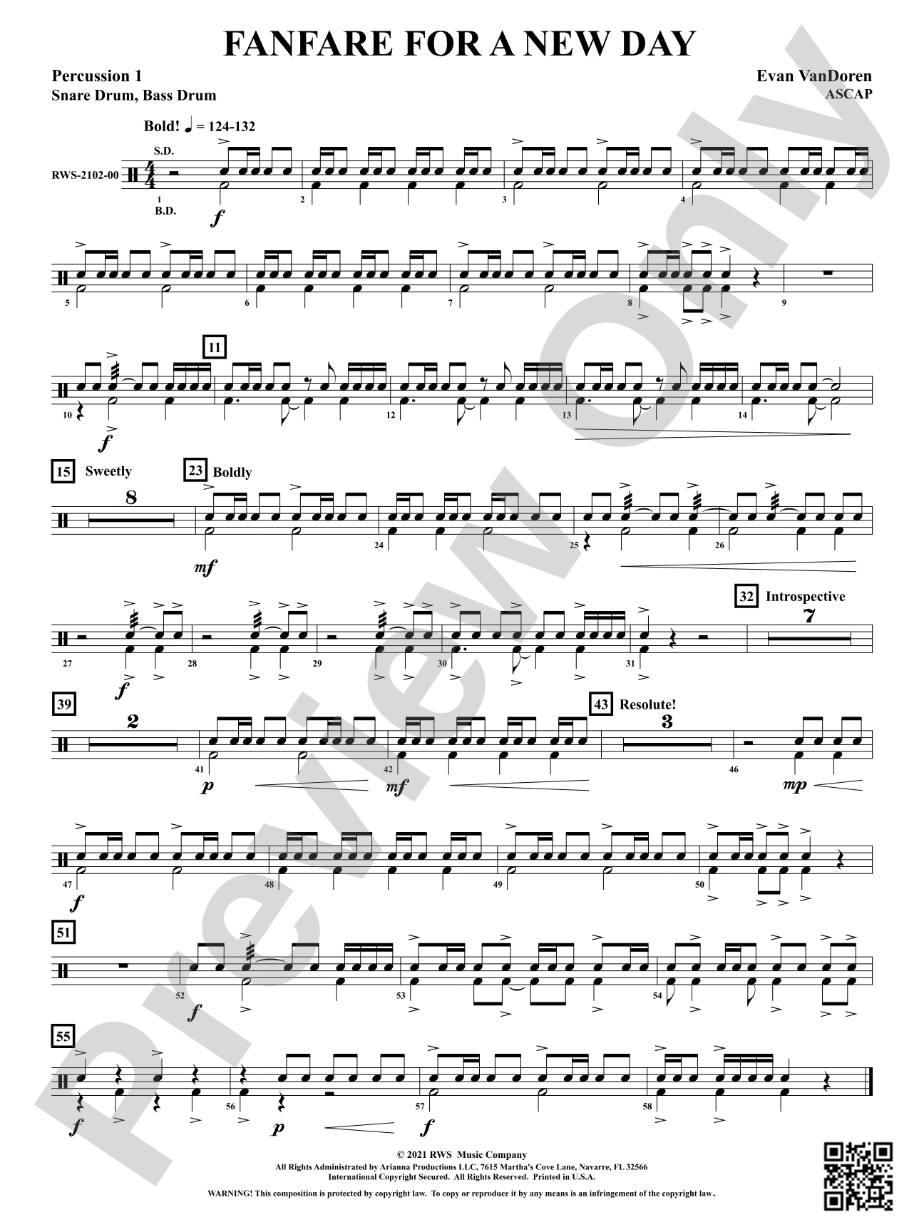 Fanfare for a New Day: 1st Percussion