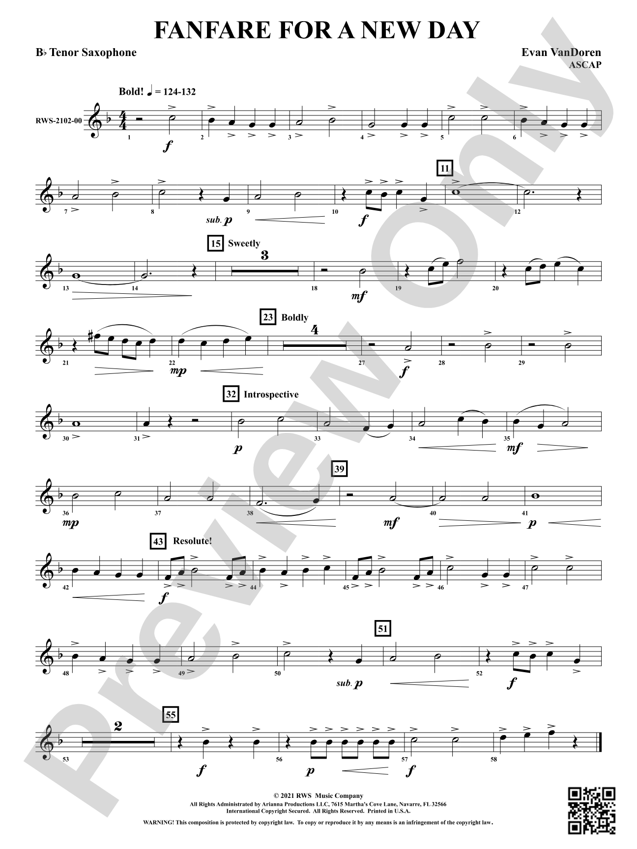 Fanfare for a New Day: B-flat Tenor Saxophone