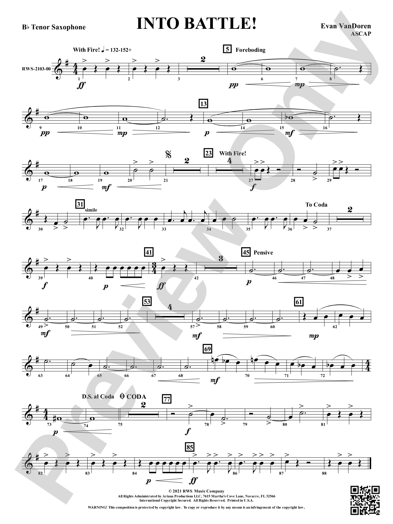 Into Battle!: B-flat Tenor Saxophone