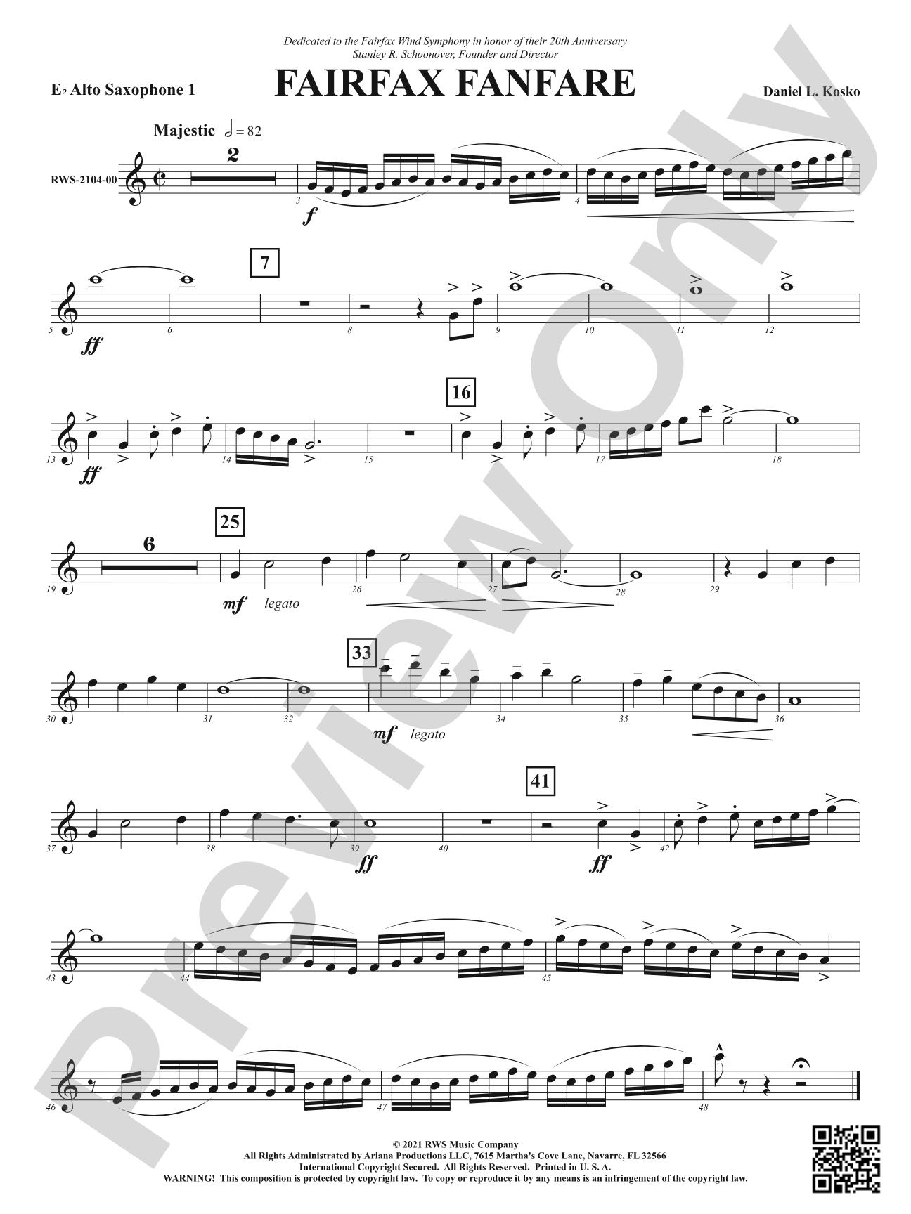 Fairfax Fanfare: 1st E-flat Alto Saxophone