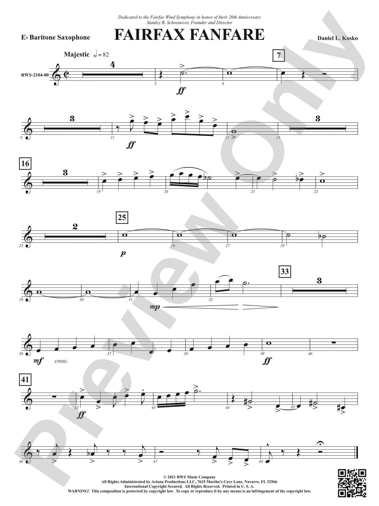 Fairfax Fanfare: E-flat Baritone Saxophone