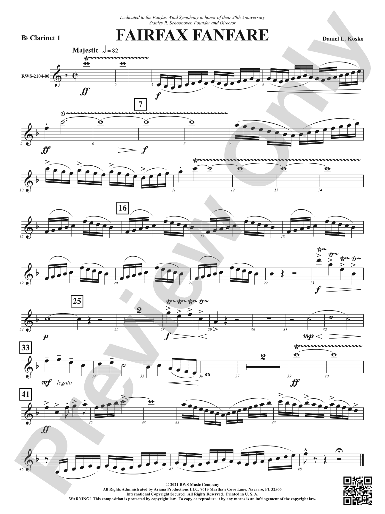 Fairfax Fanfare: 1st B-flat Clarinet
