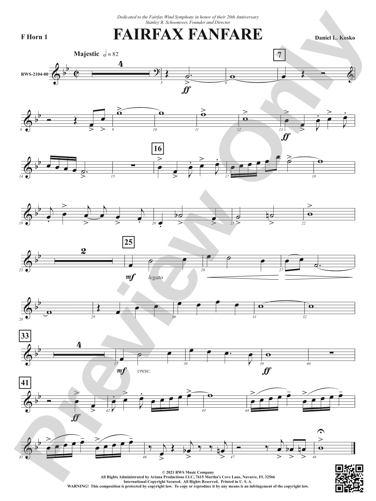 Fairfax Fanfare: 1st F Horn