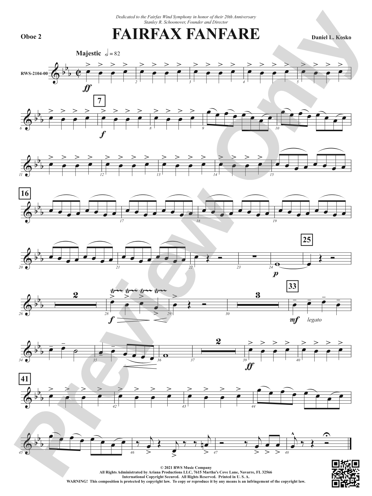 Fairfax Fanfare: 2nd Oboe