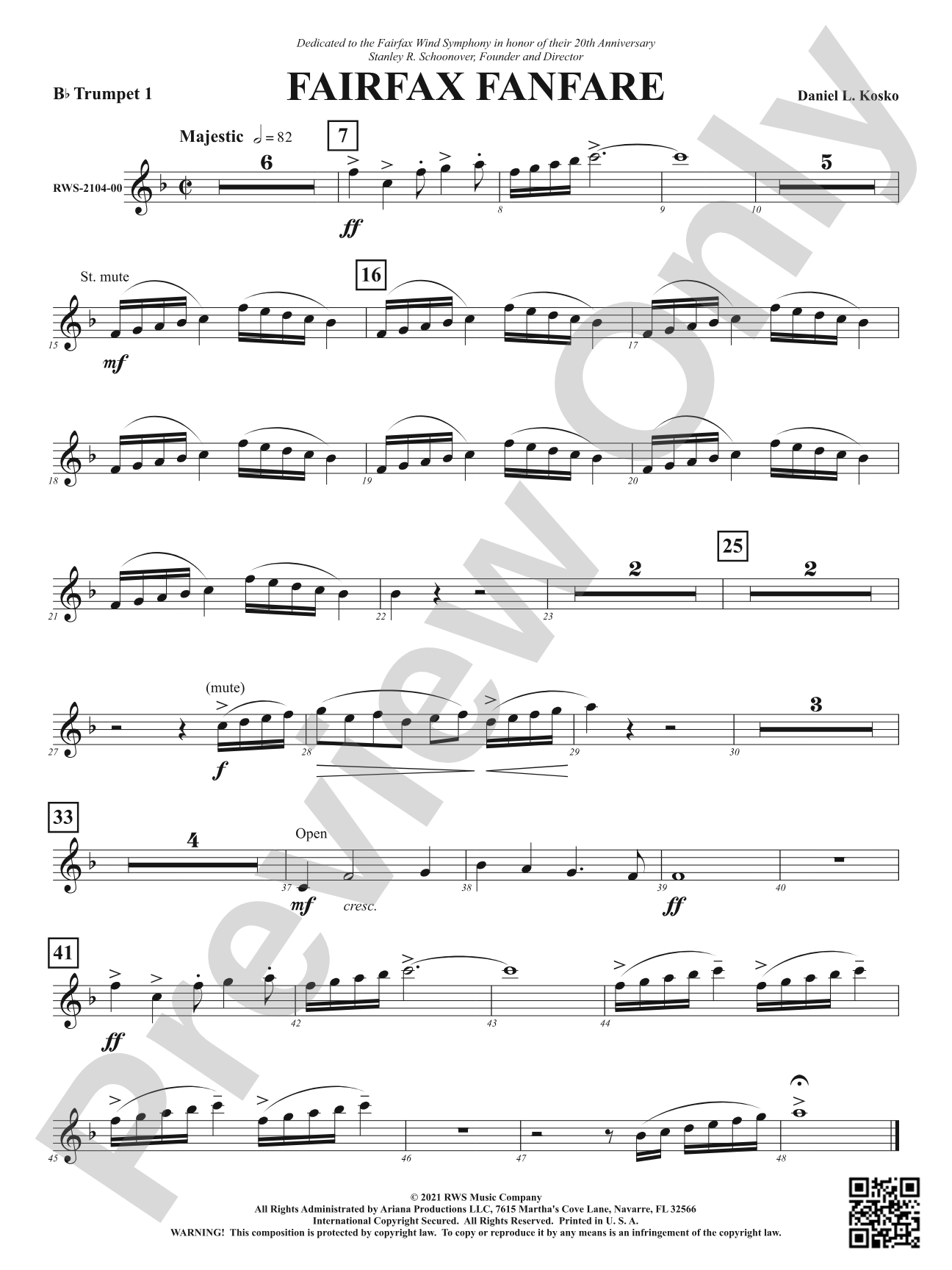 Fairfax Fanfare: 1st B-flat Trumpet