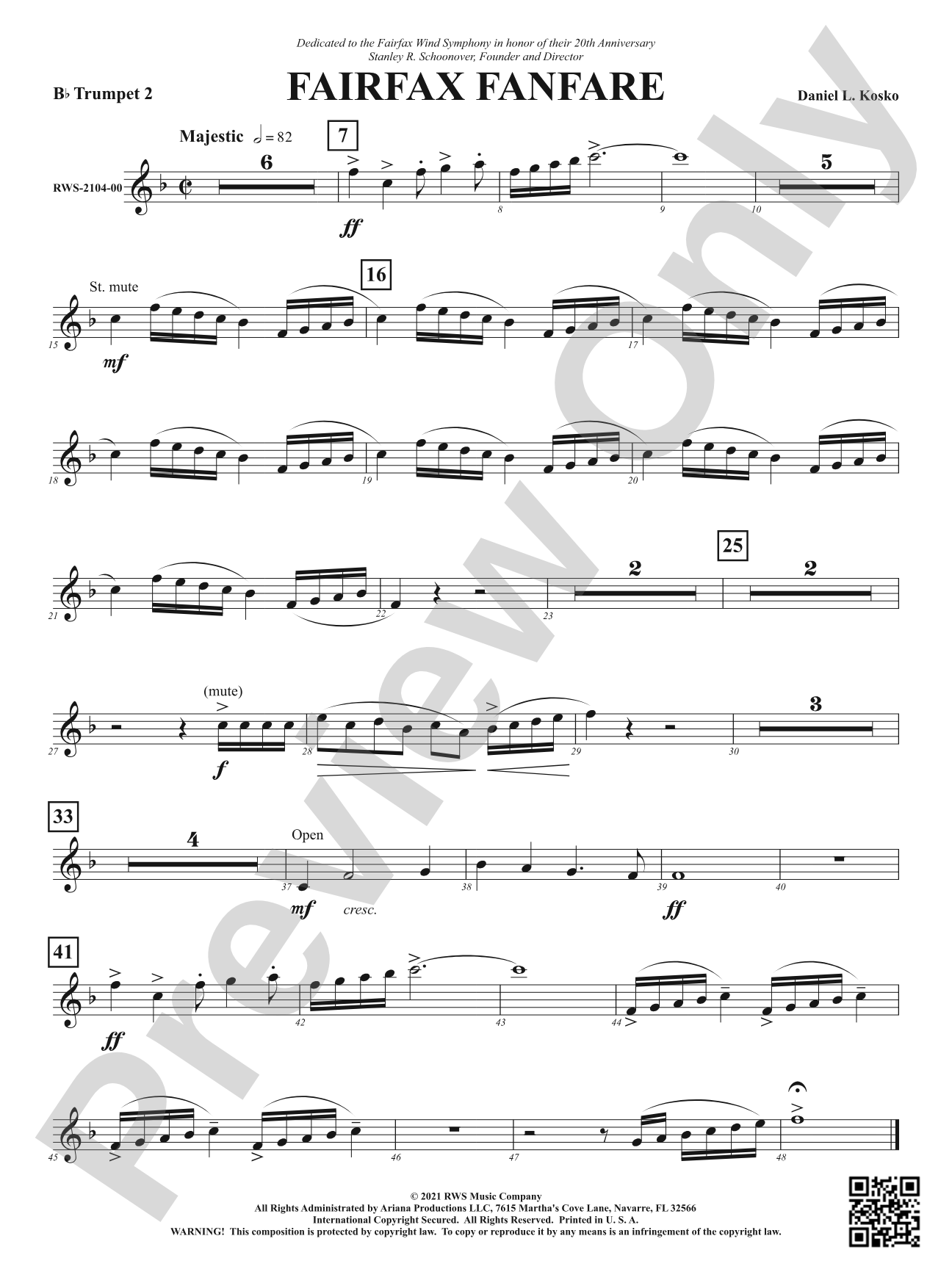 Fairfax Fanfare: 2nd B-flat Trumpet