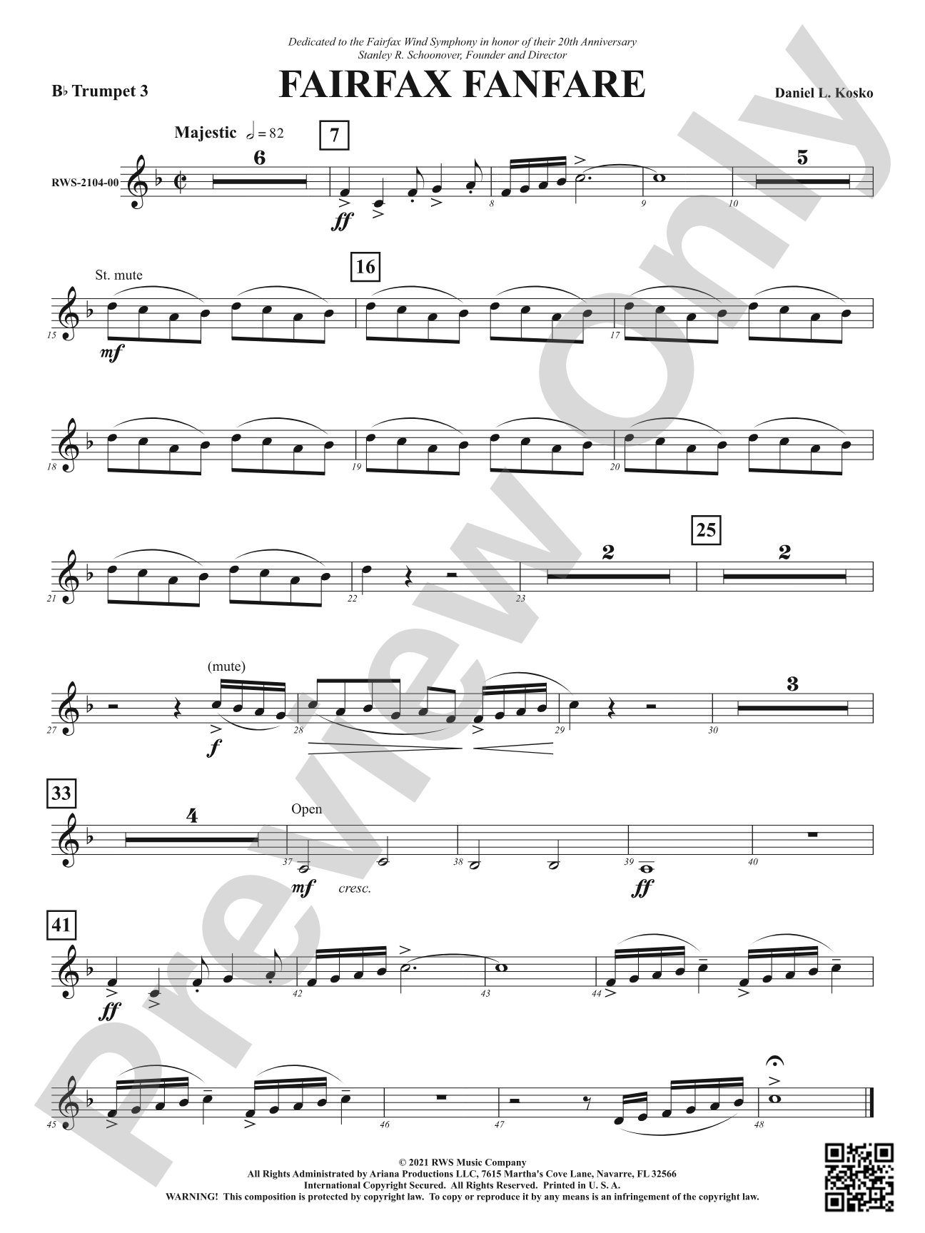 Fairfax Fanfare: 3rd B-flat Trumpet