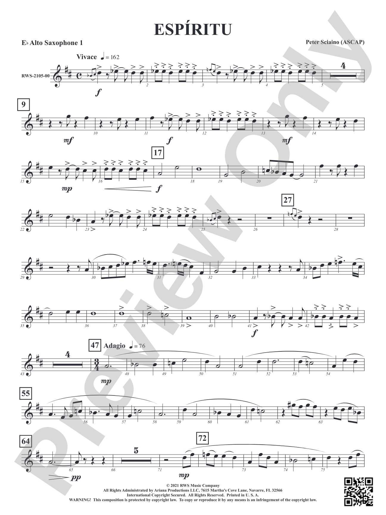 Espiritu: 1st E-flat Alto Saxophone