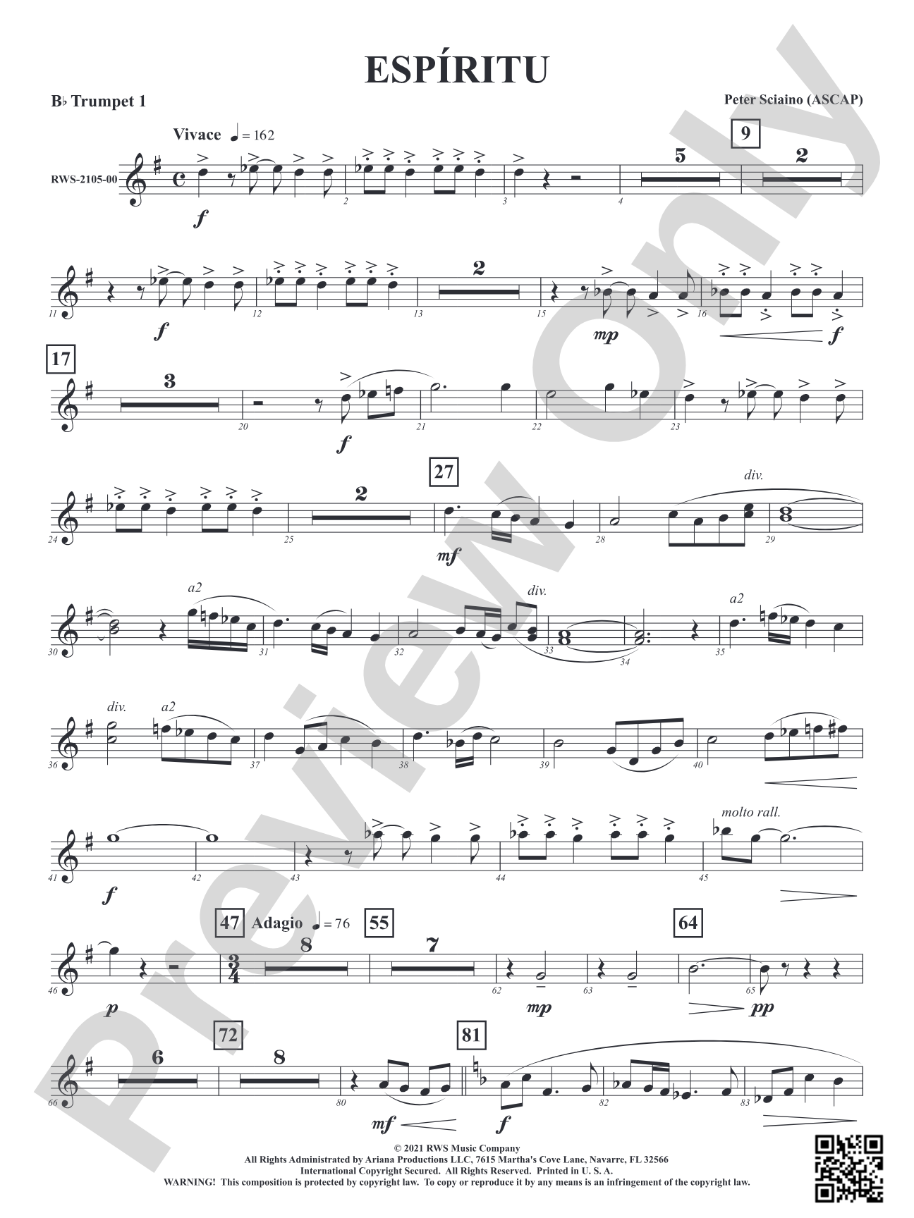 Espiritu: 1st B-flat Trumpet