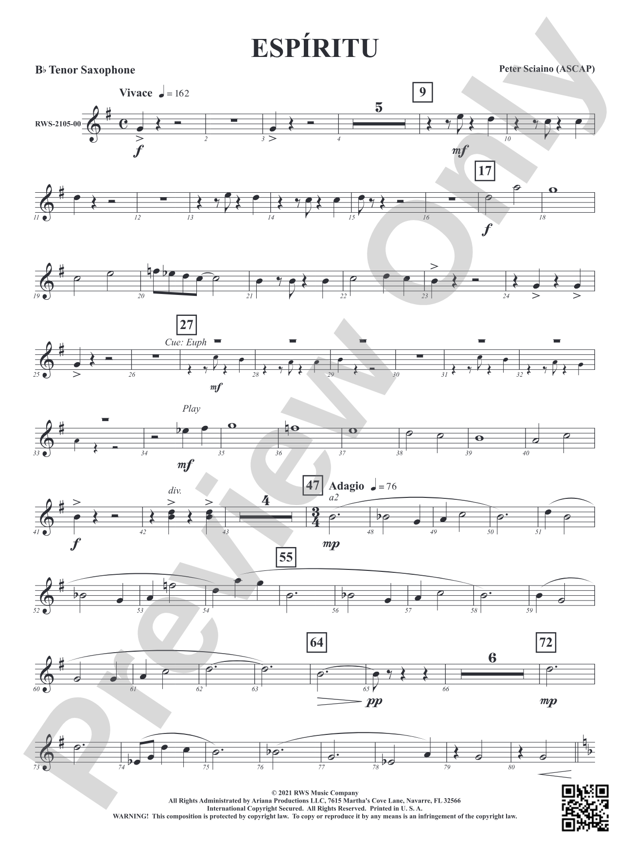 Espiritu: B-flat Tenor Saxophone