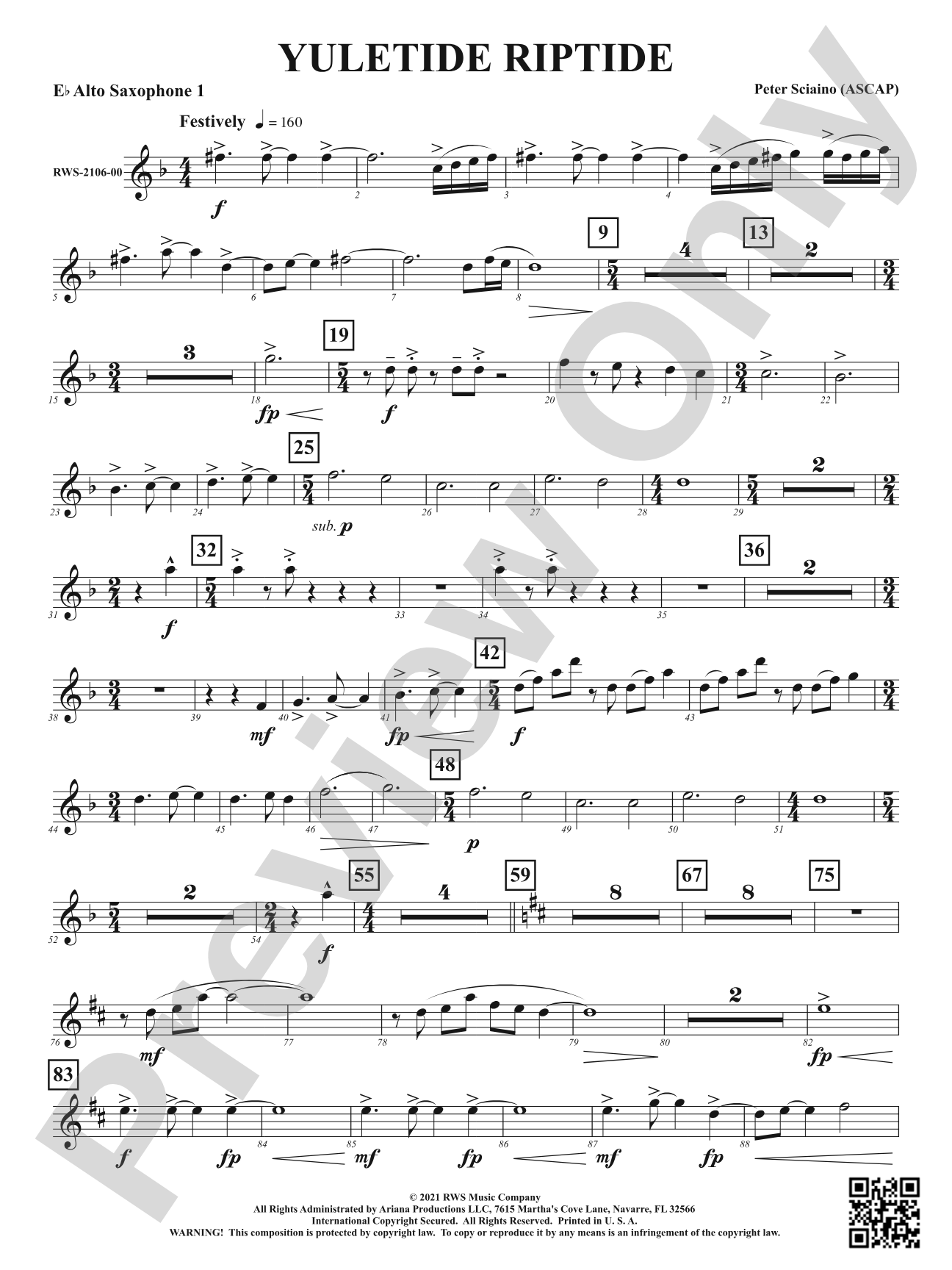 Yuletide Riptide: 1st E-flat Alto Saxophone